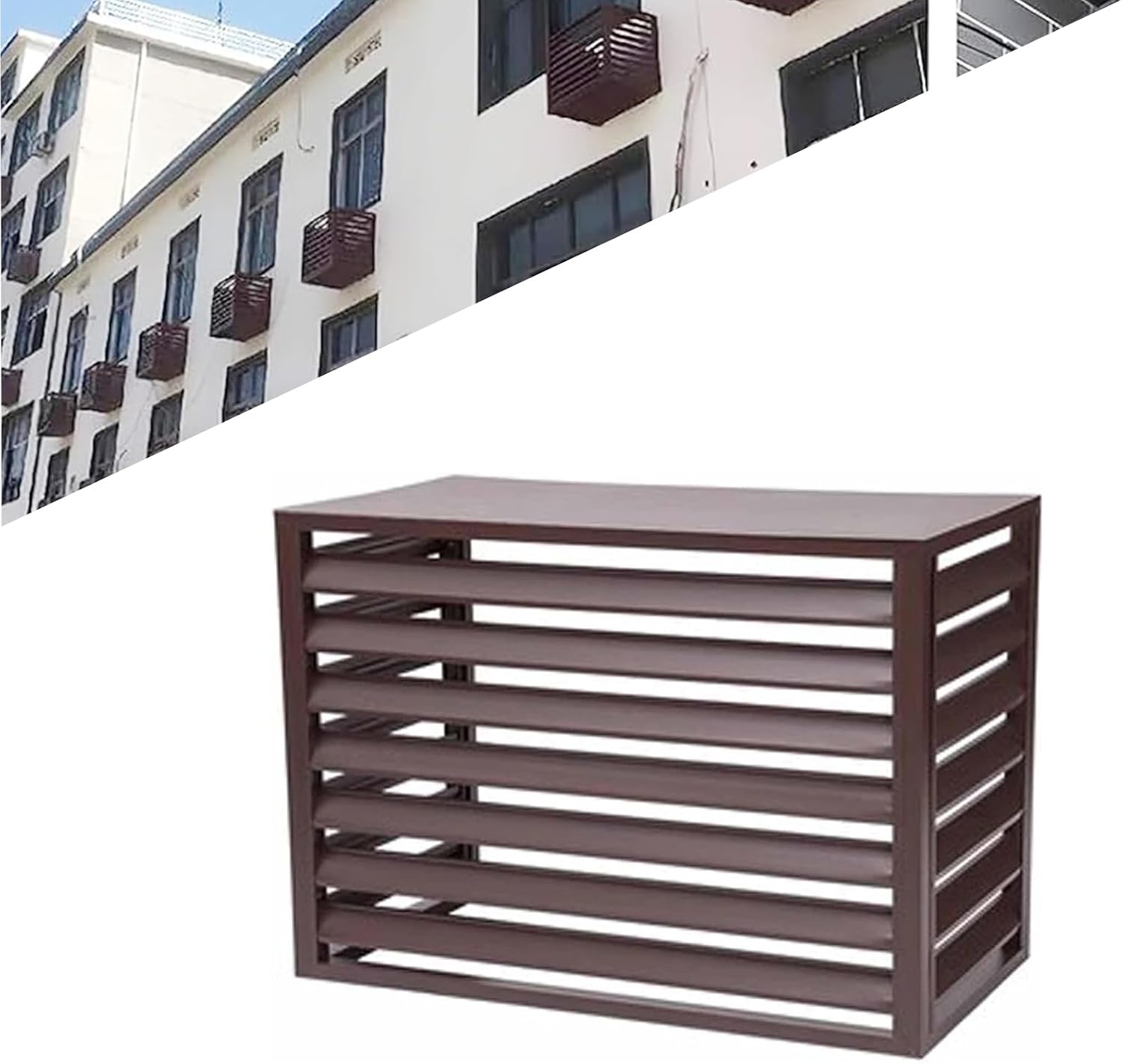  1.5P Climatiseur Mural Aluminium Composite Caisson Anti Bruit Pompe A Chaleur Support Climatiseur Exterieur Cache Clim,Étanche À La Poussière Et À L'eau Pour Intérieur Extérieur Support
