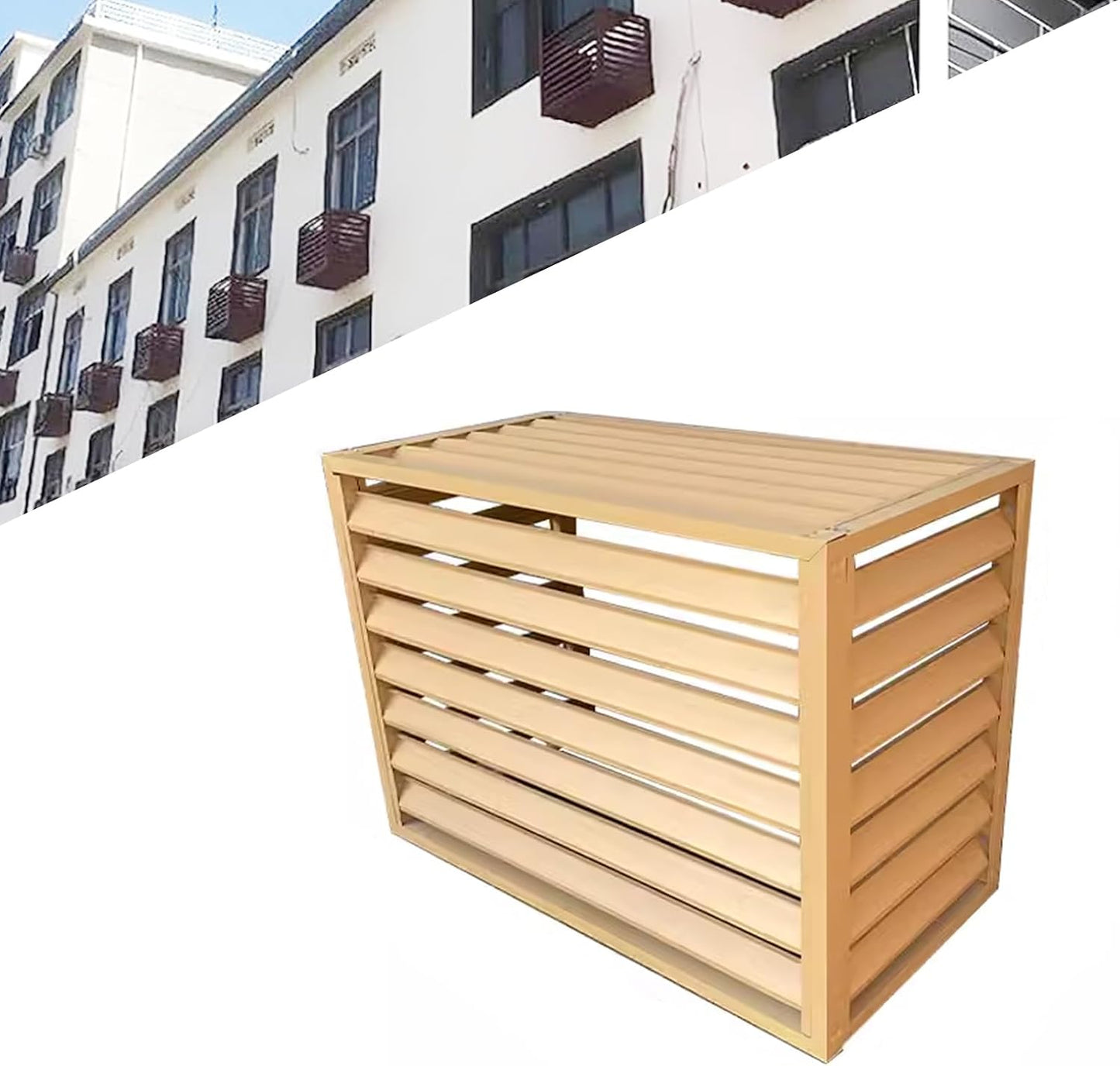  1.5P Climatiseur Mural Aluminium Composite Caisson Anti Bruit Pompe A Chaleur Support Climatiseur Exterieur Cache Clim,Étanche À La Poussière Et À L'eau Pour Intérieur Extérieur Support