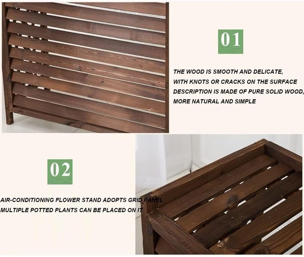 GENERIC Housse En Bois Massif Pour Climatiseur – Clôture D'intimité Extérieure, Stores Pour Unités AC, Protection Contre La Condensation, Boîtier De Poubelle, Support De Fleurs Décoratif Et élégant