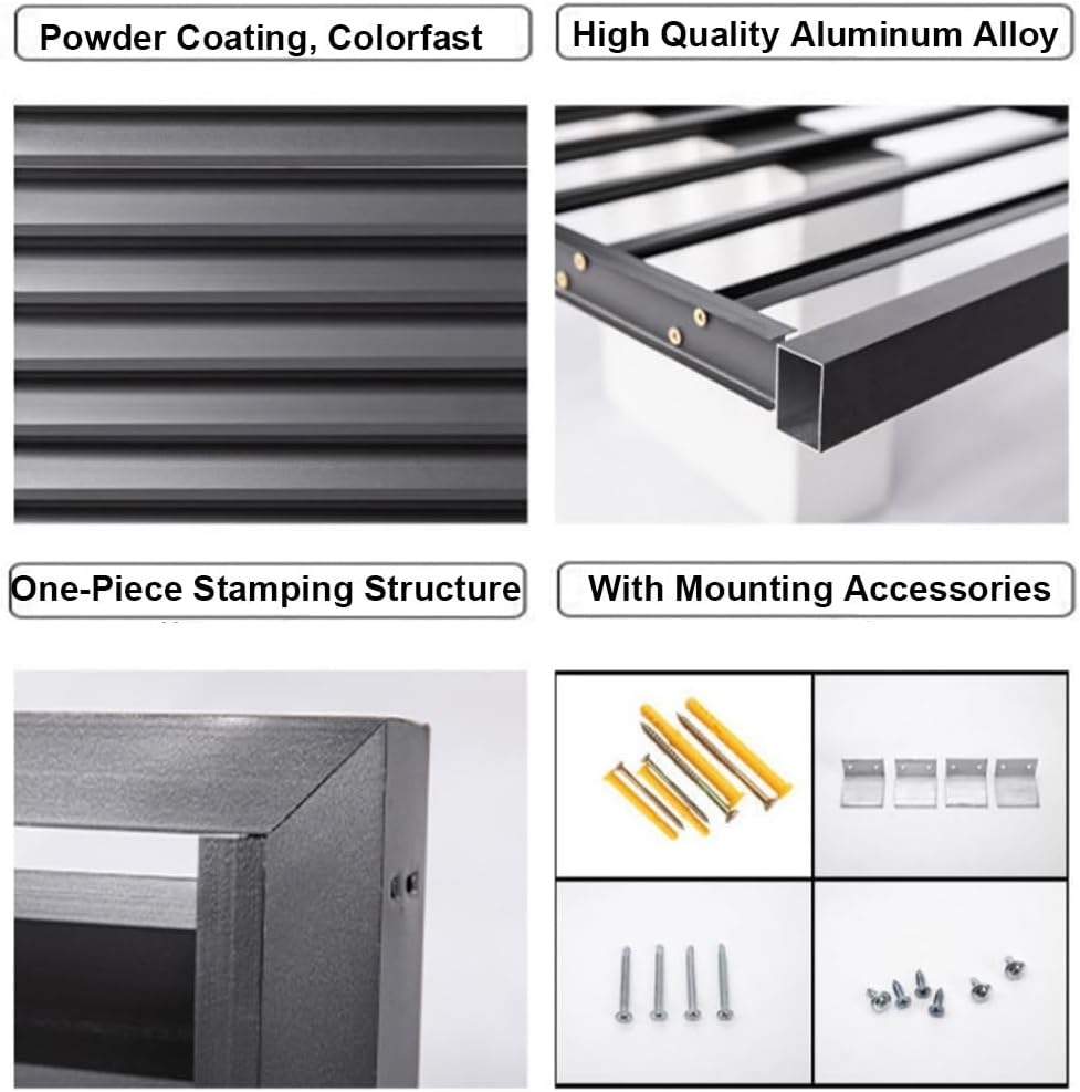 GENERIC Housse De Protection Pour Climatiseur Extérieur, En Aluminium, 110 X 60 X 80 Cm Avec Garde-corps Incliné, Résistante Aux Intempéries Et Blanche, Compatible Avec La Plupart Des Climatiseurs Standard