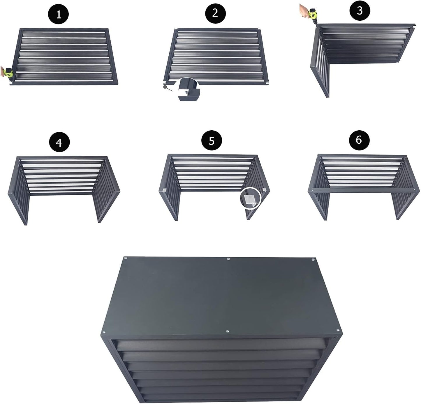  Couvercle De Climatiseur Extérieur En Aluminium Et Boîtier De Pompe à Chaleur, écran De Clôture De Protection Pour Condensateurs, Couvercle Autonome Pour Ordures Et Climatisation, Design Résistant Aux