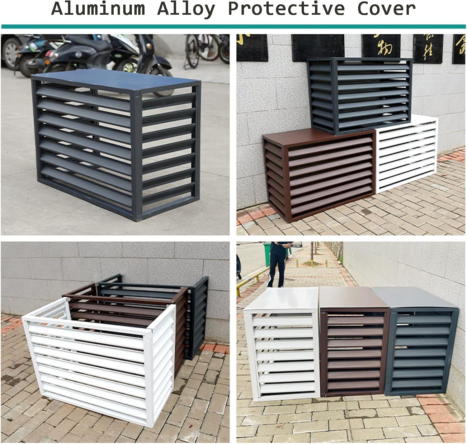 GENERIC Housse De Climatiseur D'extérieur Toutes Saisons Et Clôture Décorative – Protection En Aluminium Pour Unités Centrales AC – Boîtier De Poubelle Autonome