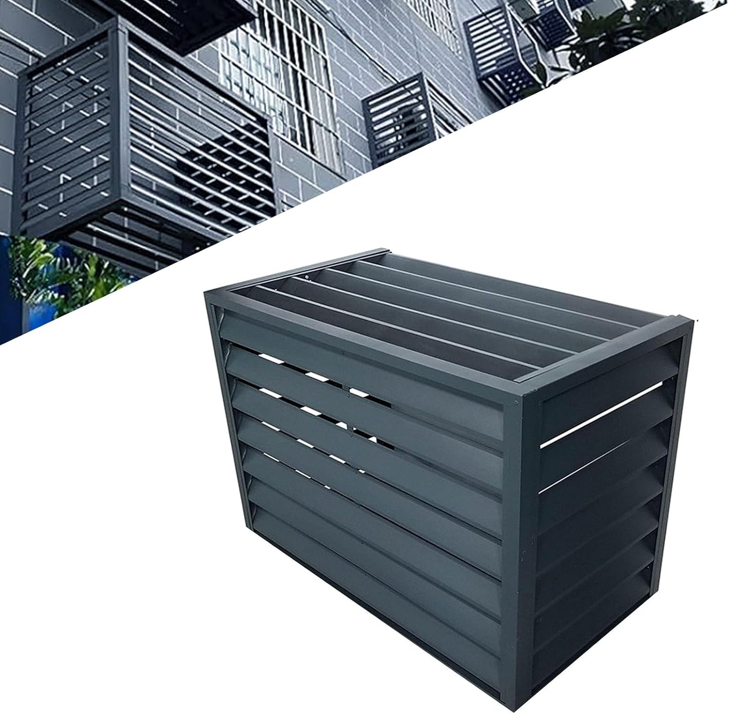  1.5P Climatiseur Mural Aluminium Composite Caisson Anti Bruit Pompe A Chaleur Support Climatiseur Exterieur Cache Clim,Étanche À La Poussière Et À L'eau Pour Intérieur Extérieur Support