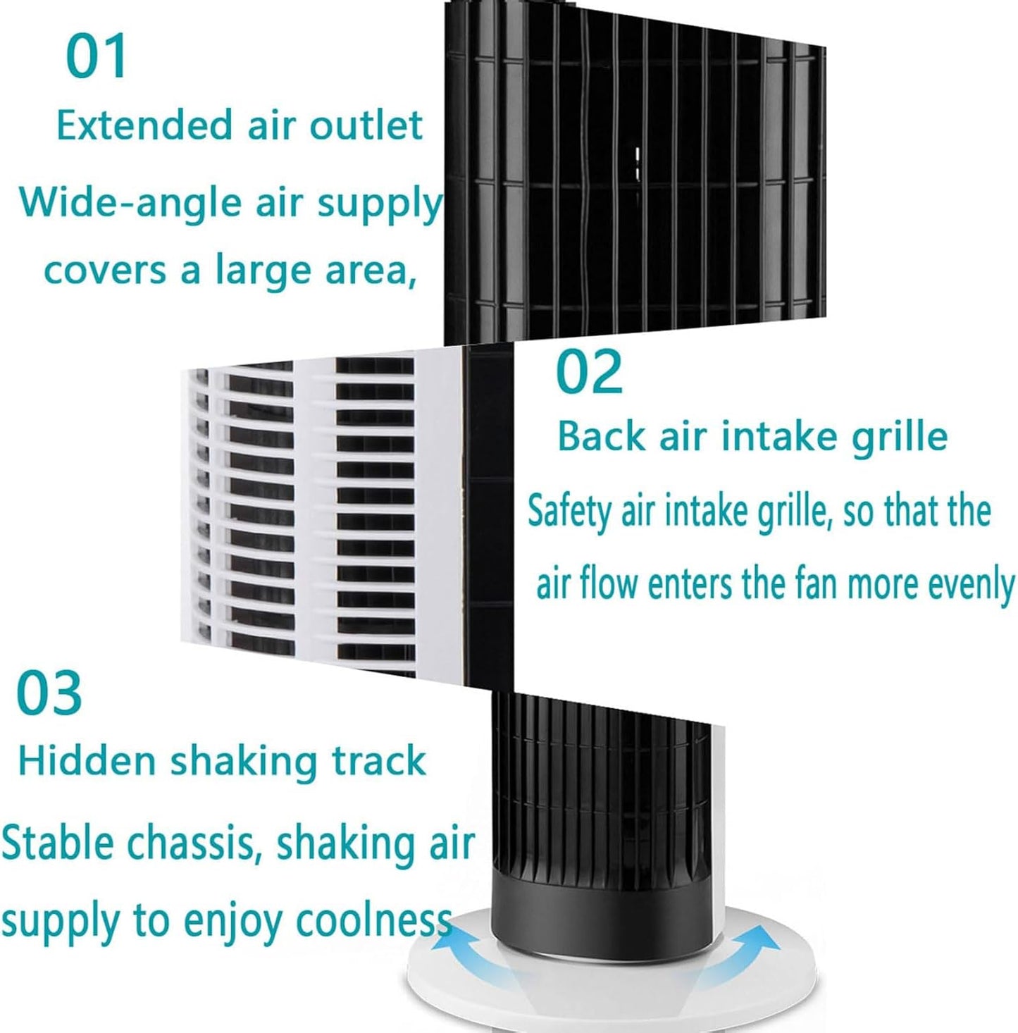 GENERIC Refroidisseur D'air Sans Lame De Ventilateur De Tour Avec Télécommande, Ventilateur De Tour Oscillant à 80 ° Avec Minuterie, Ventilateur De Bureau Portable Silencieux Pour Bureau De Chambre à Coucher,