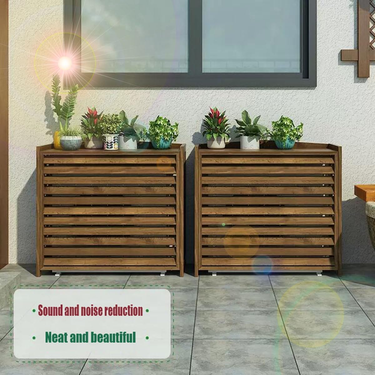  Housse De Protection Pour Climatiseur Extérieur – Support Marron Résistant Aux Intempéries Et Volet De Clôture Décoratif Pour Unités AC – Taille M – Protection élégante Et Durable