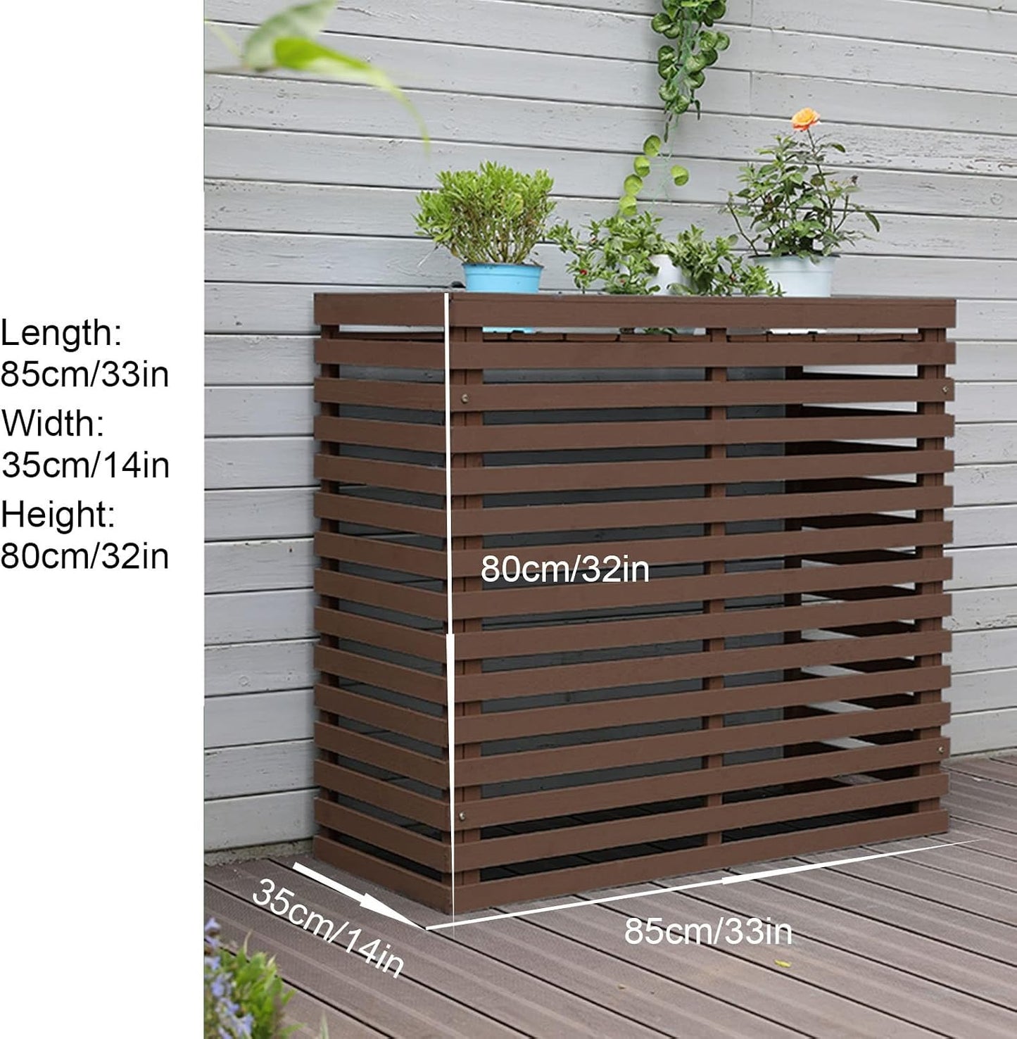  Housse En Bois Pour Climatiseur – Clôture De Protection Pour Pompe à Chaleur Extérieure élégante Pour Jardin Et Résistant Aux Intempéries, Parfaite Pour Dissimuler Le Climatiseur
