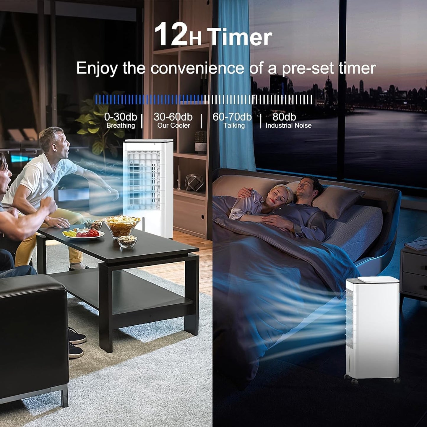 GENERIC Réservoir D'eau Portable De Refroidisseur D'air 9L, Ventilateur Avec Minuterie Et Télécommande, Climatisation Silencieuse Sans échappement, Refroidissement Mobile Pour La Maison Et Le Bureau, Blanc