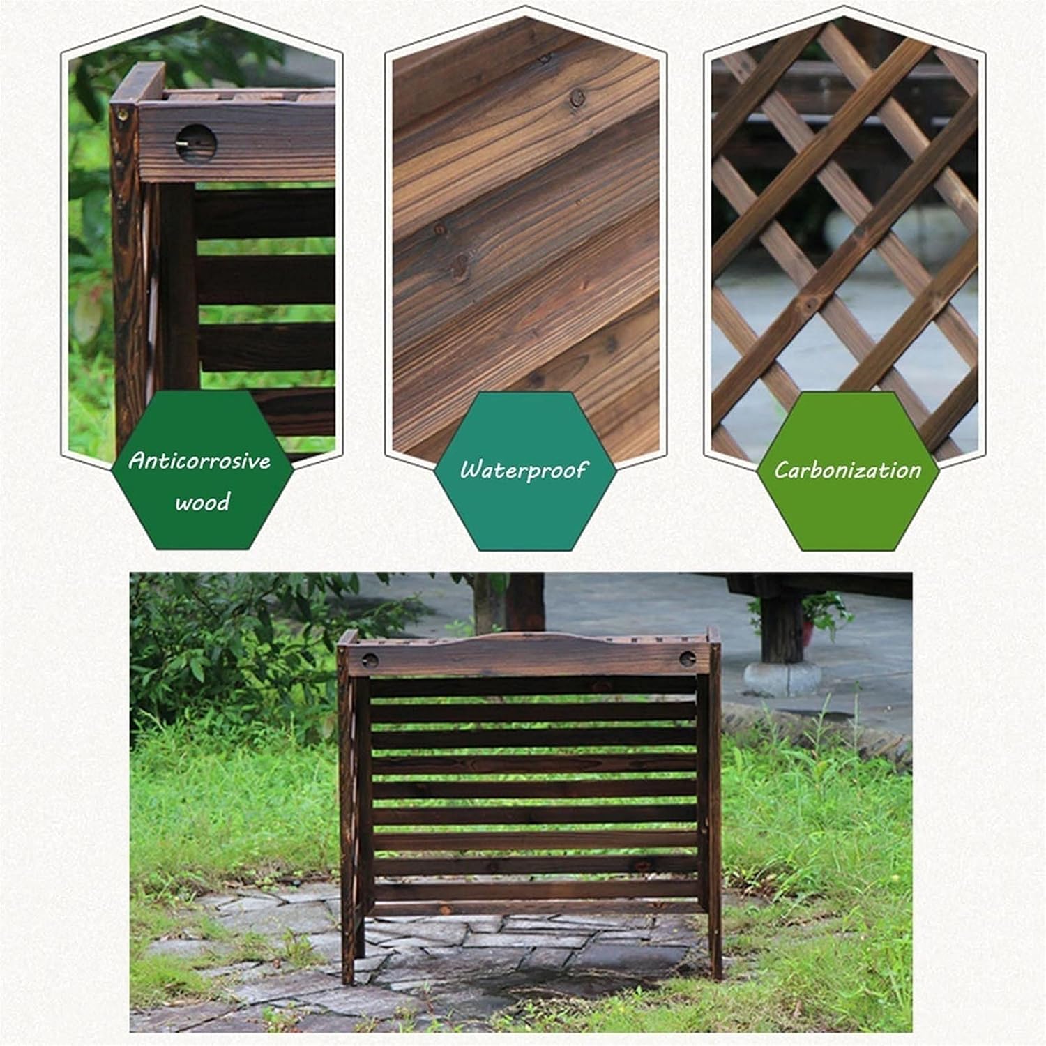 GENERIC Housse De Climatiseur En Bois Imperméable Pour Climatiseur - Durable Et Résistant Aux Intempéries - 80 X 32 X 70 Cm - Décoration De Jardin