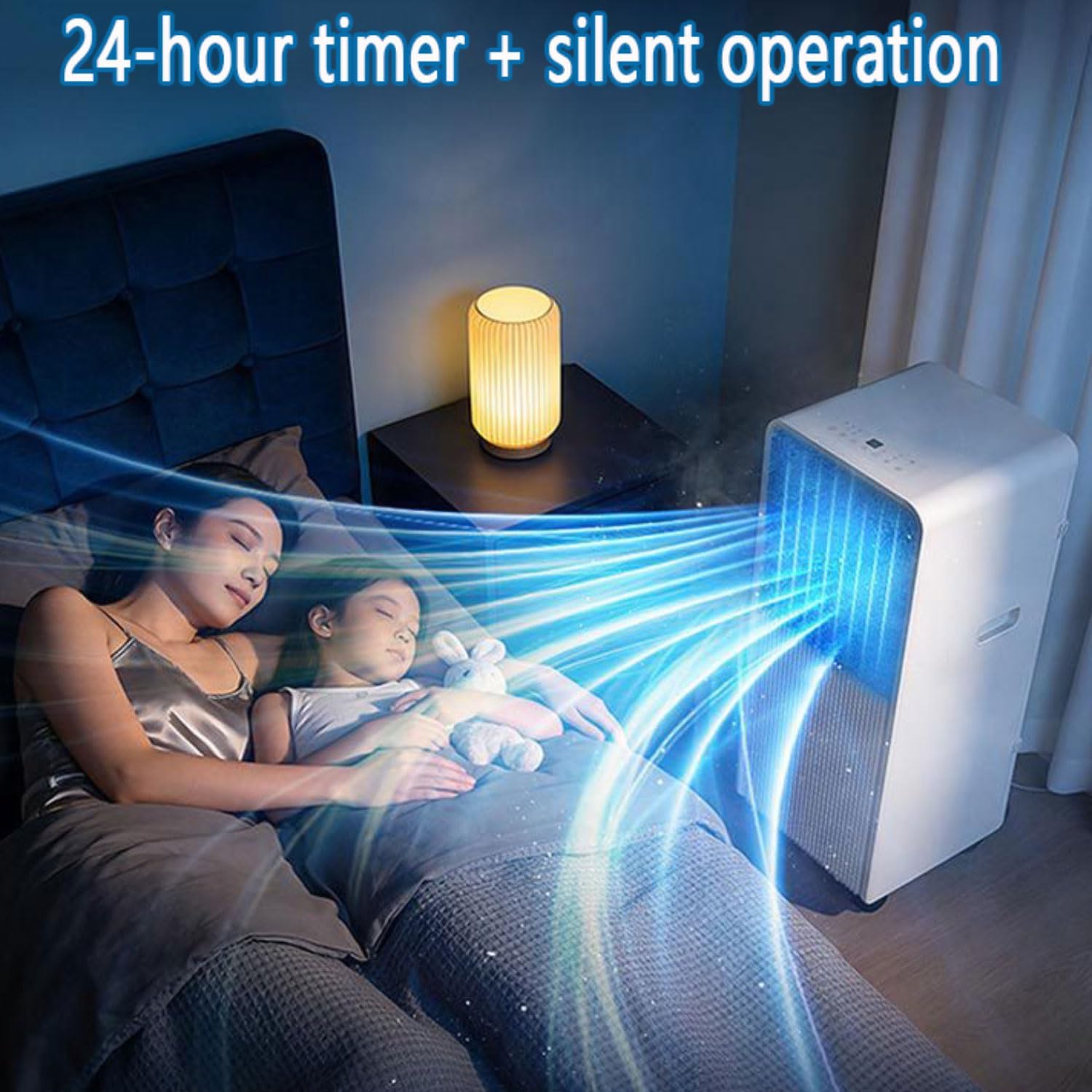  Le Climatiseur Portable Refroidit Jusqu'à 300 Sq.Ft, Chambre Alternative Intelligente Silencieuse Avec Le Mode De Sommeil De Ventilateur Cool Dehumidify, Télécommande, 24H Minuterie Pour Chambre à Cou