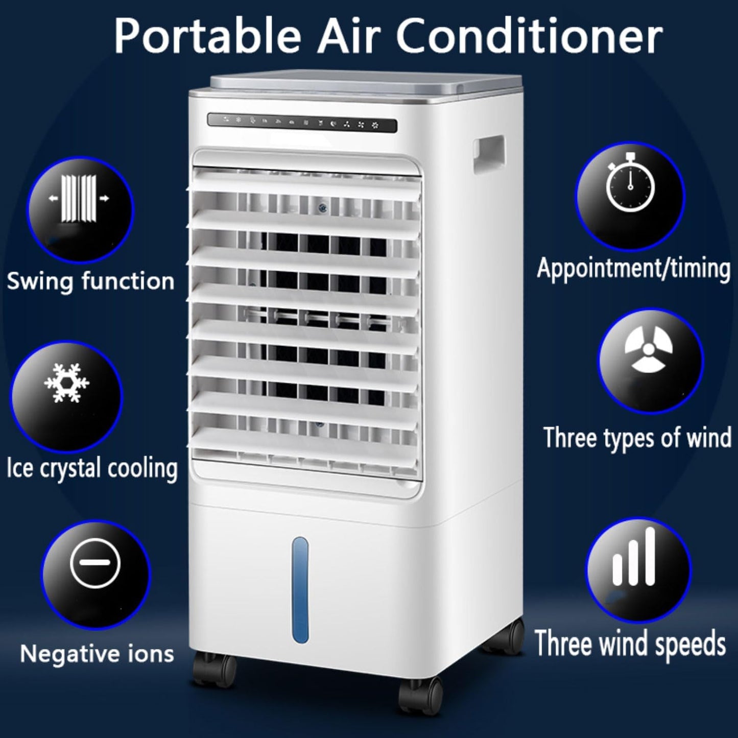 GENERIC Ventilateur De Refroidissement De Climatiseur Portable Avec 3 Vitesses Et 3 Modes 5L Unité De Refroidissement AC Avec Télécommande 60 ° Auto Oscillation 7H Minuterie 3 En 1 Refroidisseur D'air évapora