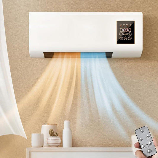  Ventilateur Mural Compact Avec Télécommande, Unité Portable Pour Bureau De Chambre, Chauffage De Refroidissement Silencieux, Protection Contre La Surchauffe, 30dB Faible Bruit, Smart Timer