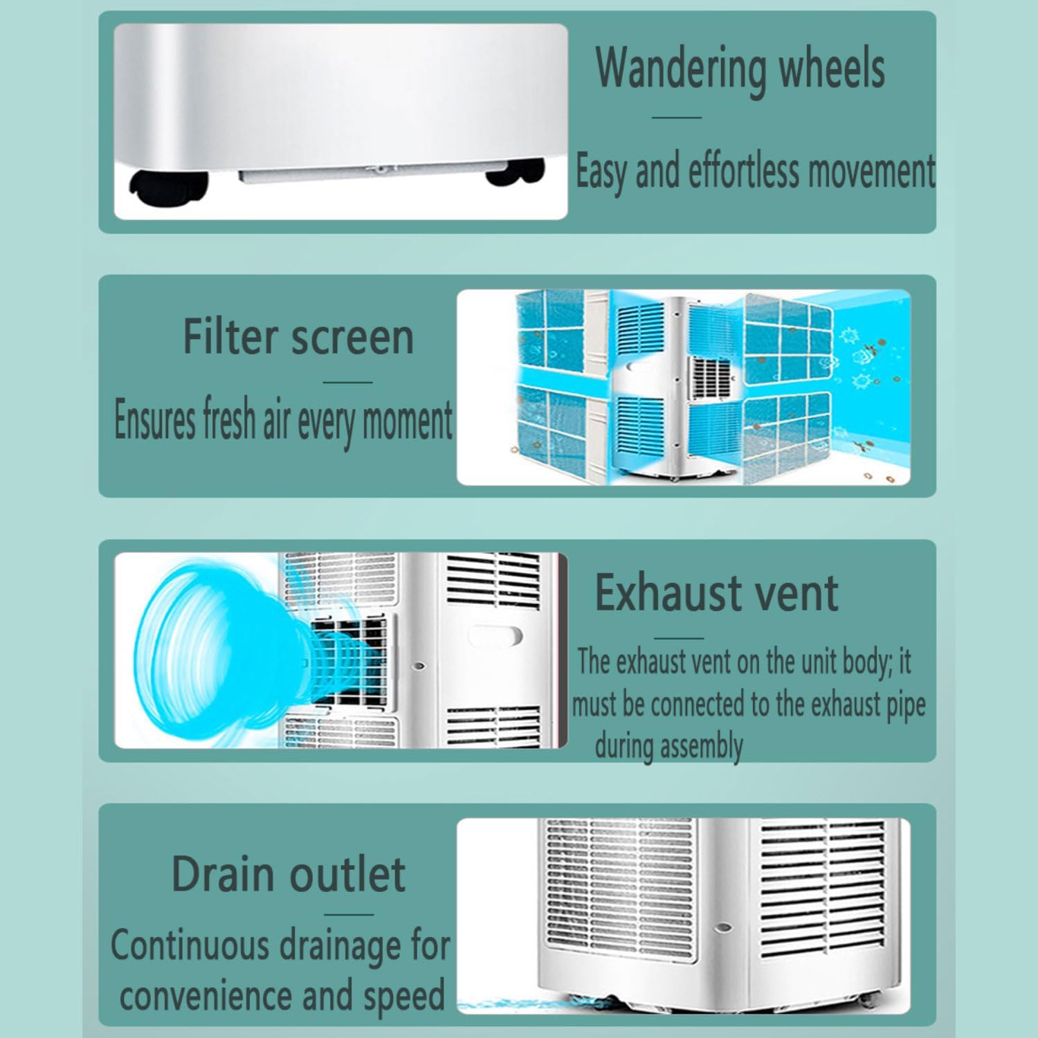  Unité De Climatisation Portable Avec Ventilateur, Déshumidificateur Et Télécommande, Refroidit Jusqu'à 350 Sq.Ft, Kit D'installation De Fenêtre Complet, Idéal Pour La Chambre à Coucher Et Le Bureau