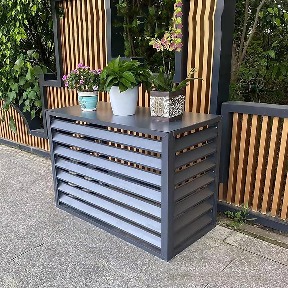 GENERIC Housse De Protection En Aluminium Pour Climatiseur Extérieur - Marron - 110 X 60 X 80 Cm - Résistant Aux Intempéries Et Durable