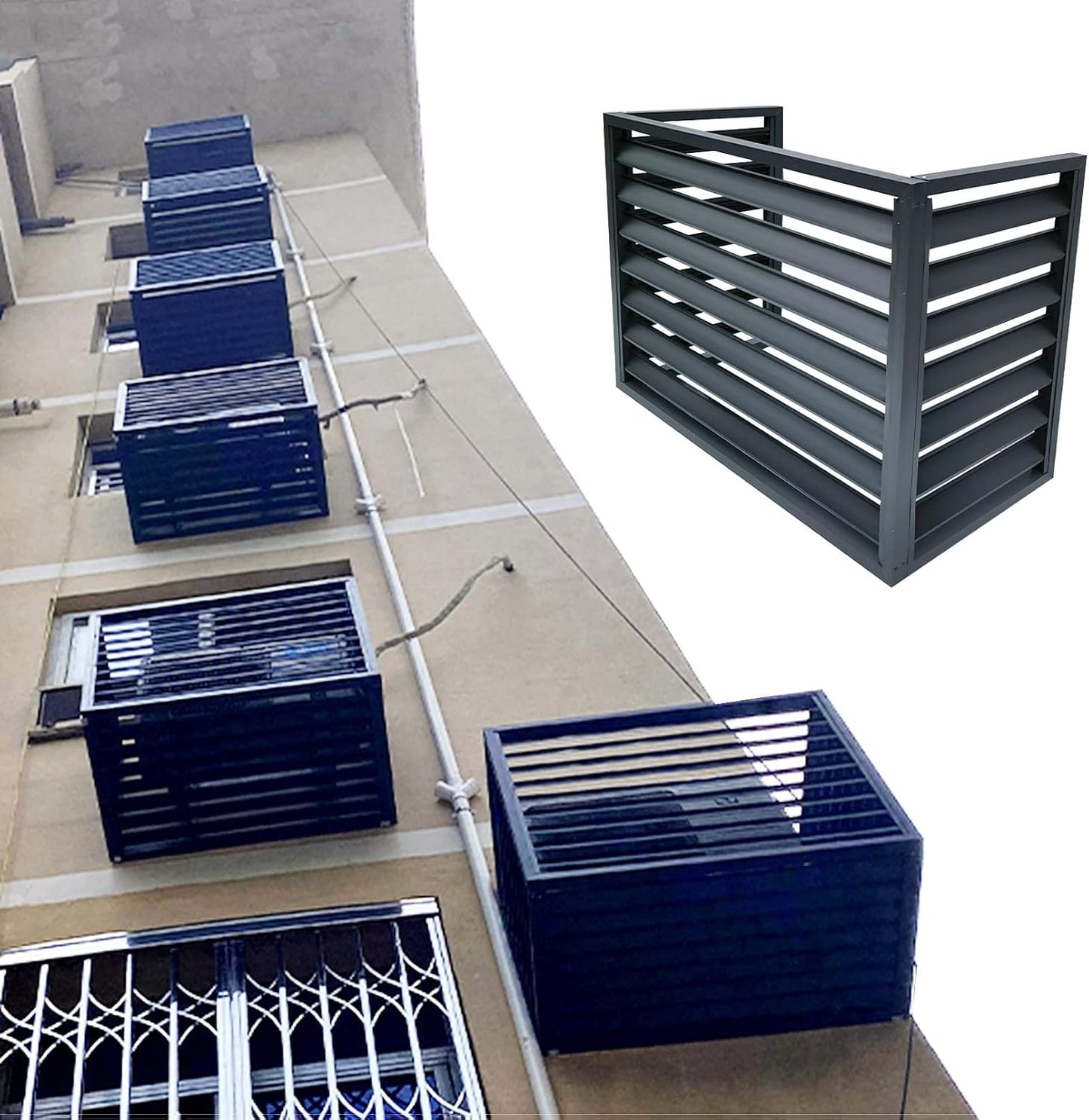 Housse De Protection Pour Climatiseur Extérieur – Clôture Décorative En Aluminium Toutes Saisons Pour Unités Centrales Climatisées Et Boîtier De Poubelle, Design Autonome