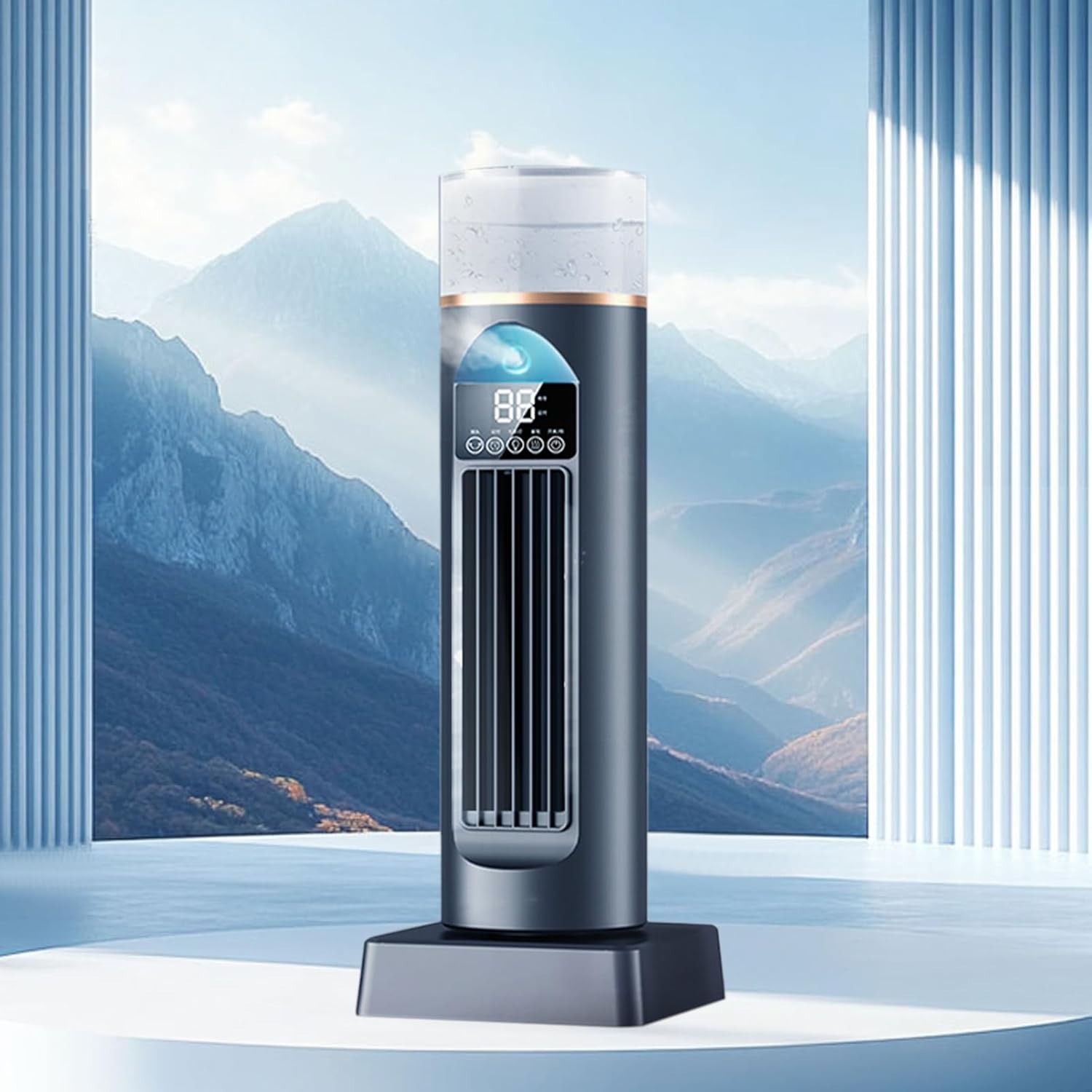 GENERIC Ventilateur D'air Froid | Ventilateur D'air Frais Pour Chambre à Coucher, Refroidisseur Oscillant Sans Pales à 6 Vitesses Avec Télécommande Et Réservoir D'eau, Humidificateur Pour Maison, Bureau