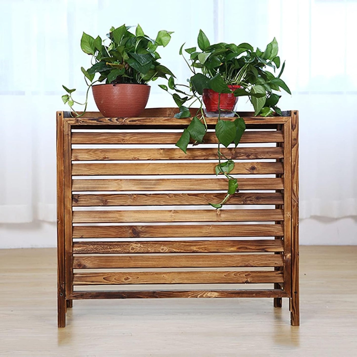  Filet De Protection Pour Climatiseur De Fenêtre, Housse De Protection Pour Unité De Condensation, Séparateur En Bois, Coque De Poubelle, Support De Climatiseur Caché, Jardin