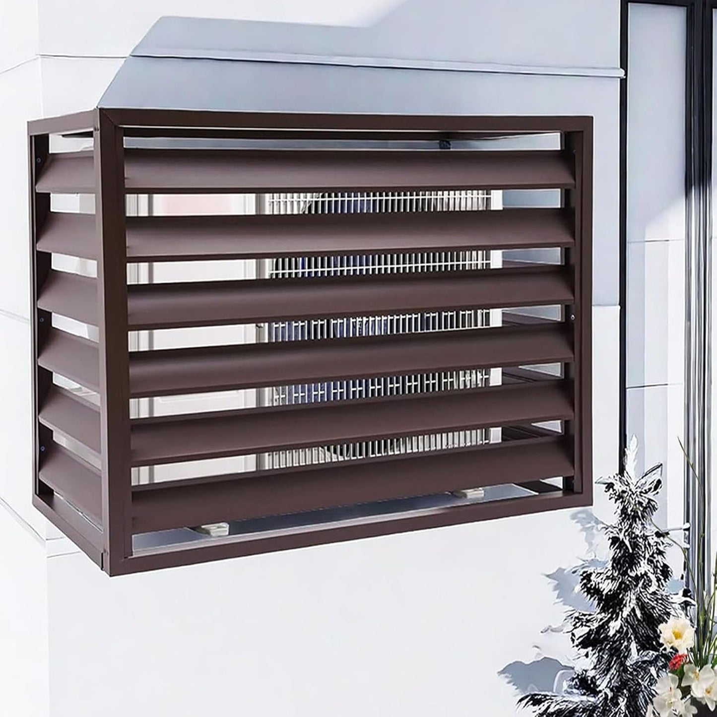 GENERIC Housse En Aluminium Pour Climatiseur – Protection Extérieure Pour Unité De Climatisation, écran Décoratif, Marron (109,2 X 61 X 78,7 Cm), Résistante Aux Intempéries, Clôture élégante Pour Unité De