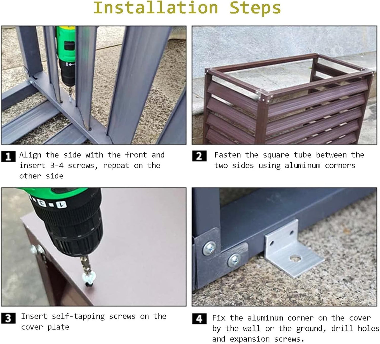 GENERIC Housse Décorative Pour Climatiseur Extérieur En Aluminium - Protection Contre Les Intempéries Pour Unités Climatisées Et Poubelles - Boîtier Autonome Pour Utilisation En Extérieur