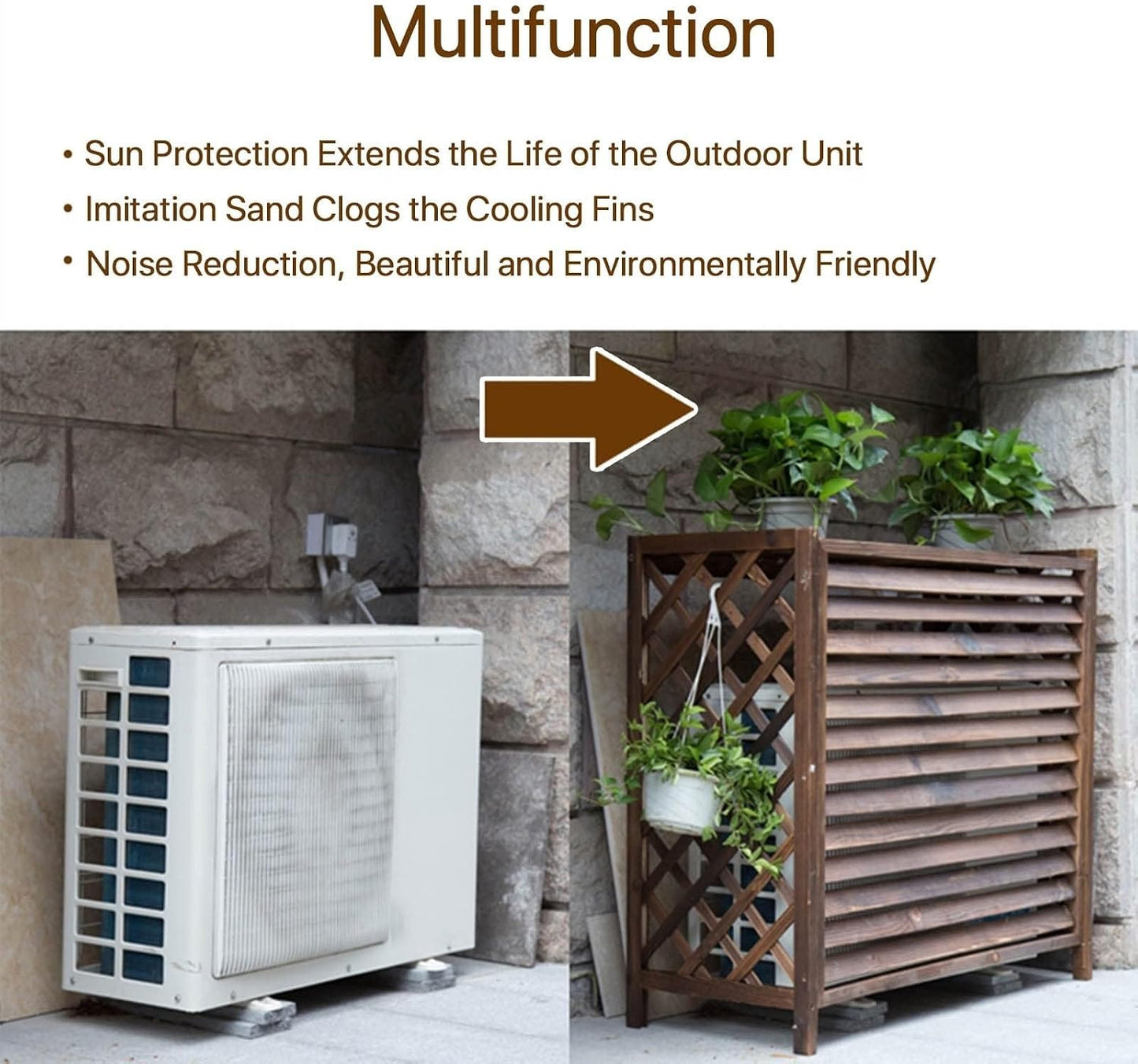 Housse De Protection En Bois Massif Pour Climatisation – Clôture Extérieure Et Poubelle – Support De Présentation Pour Plantes De Jardin – Grille De Protection Pour Climatiseur Et Pompe à Chaleur