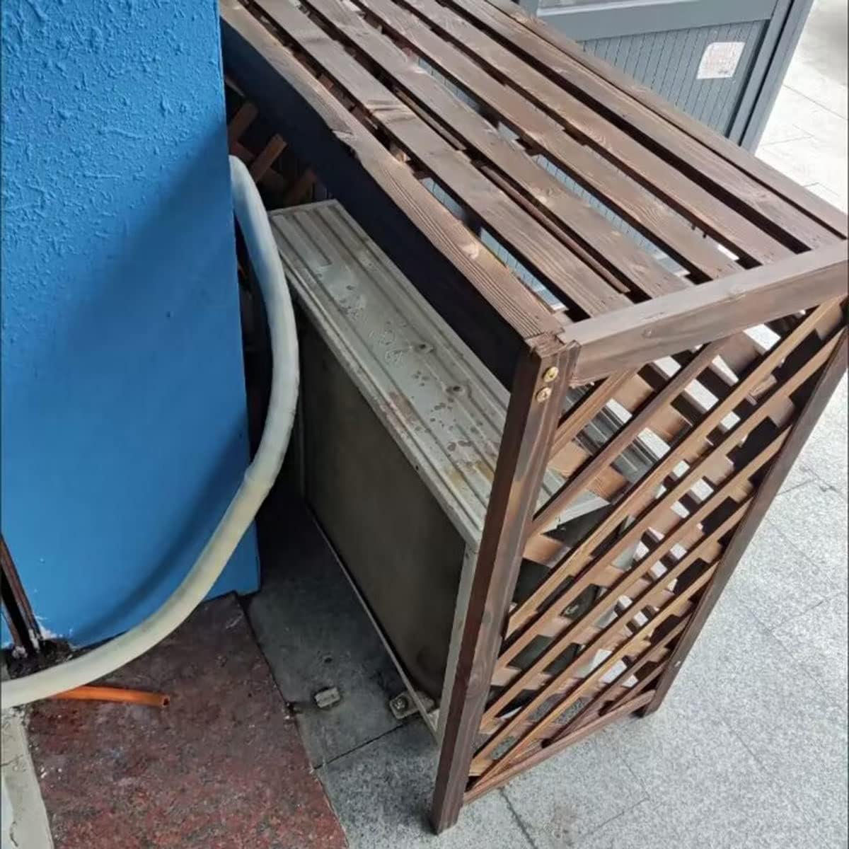 GENERIC Écran De Clôture Robuste En Bois Massif Pour Climatiseur, Housse De Protection Imperméable Pour Unités Extérieures, Installation Facile, Grille Durable, étagère Pour Unité De Condensation
