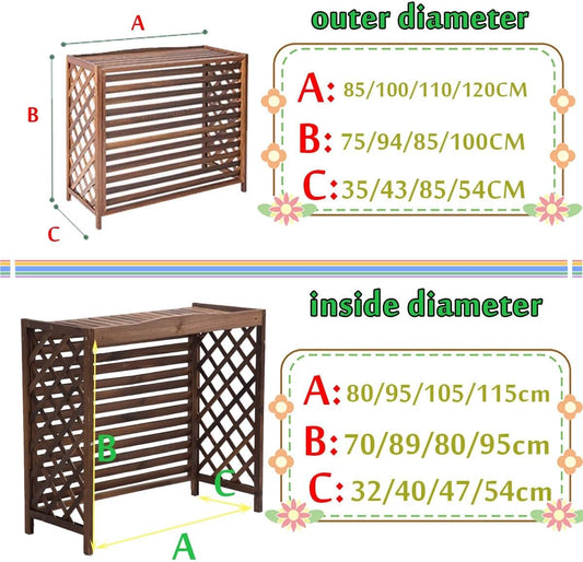 GENERIC Housse En Bois Massif Pour Climatiseur Et Pompe à Chaleur – Anti-corrosion – Solution élégante De Rangement Pour Plantes