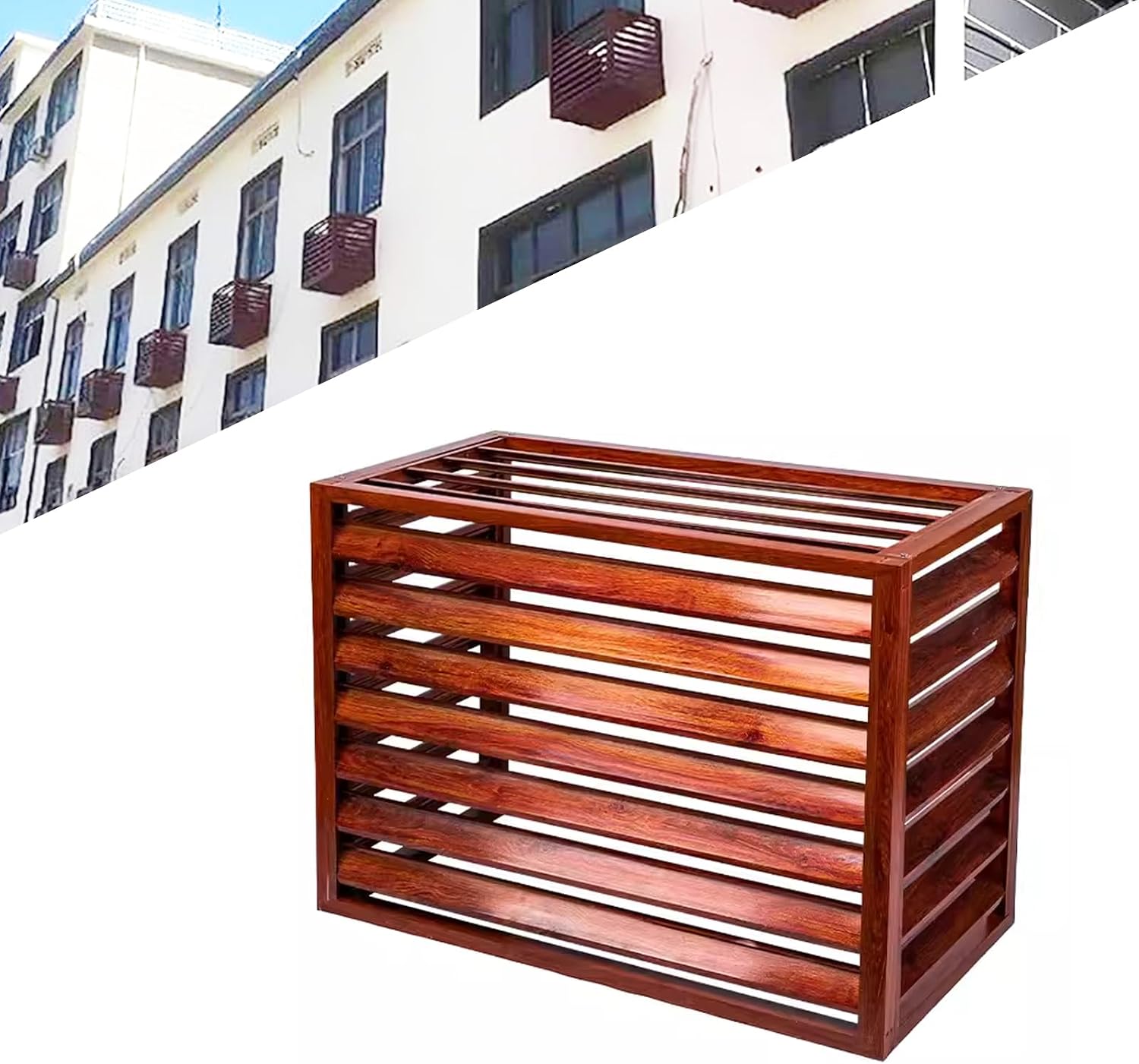  1.5P Climatiseur Mural Aluminium Composite Caisson Anti Bruit Pompe A Chaleur Support Climatiseur Exterieur Cache Clim,Étanche À La Poussière Et À L'eau Pour Intérieur Extérieur Support