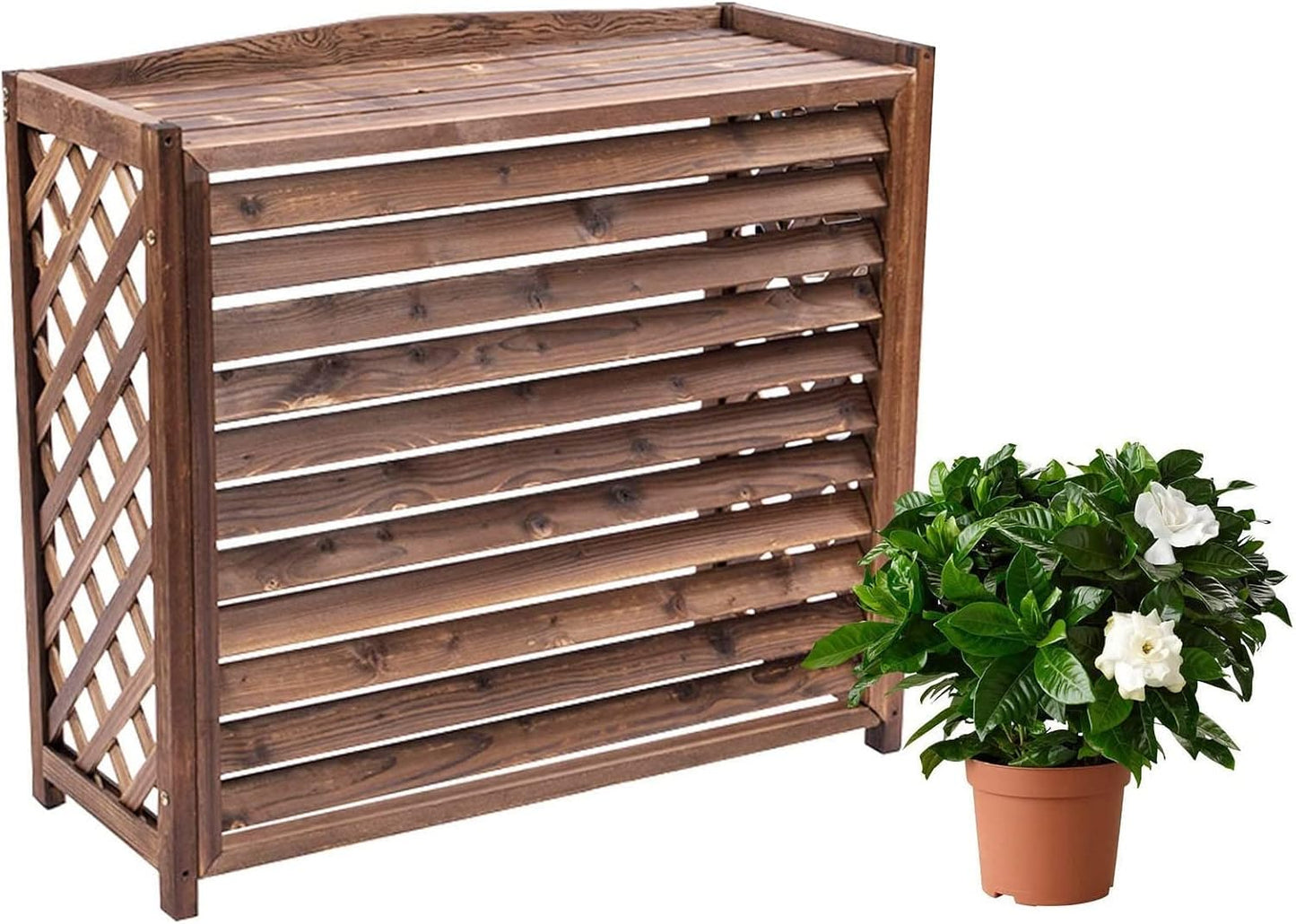 GENERIC Housse De Protection En Bois Pour Climatiseur D'extérieur – Support Robuste En Bois Massif Pour Unités De Climatisation Et Pompes à Chaleur, Grilles De Protection, Clôture Imperméable Et Support De