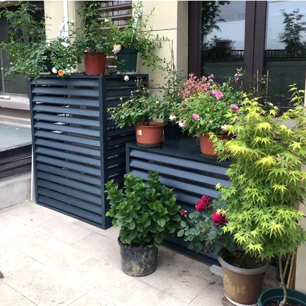 GENERIC Housse De Protection En Aluminium Pour Climatiseur Intérieur Et Extérieur, Support Mobile Pour Plantes, 100 X 50 X 70 Cm Et 110 X 60 X 80 Cm, Marron, Résistant Aux Intempéries Pour Jardin Et Maison
