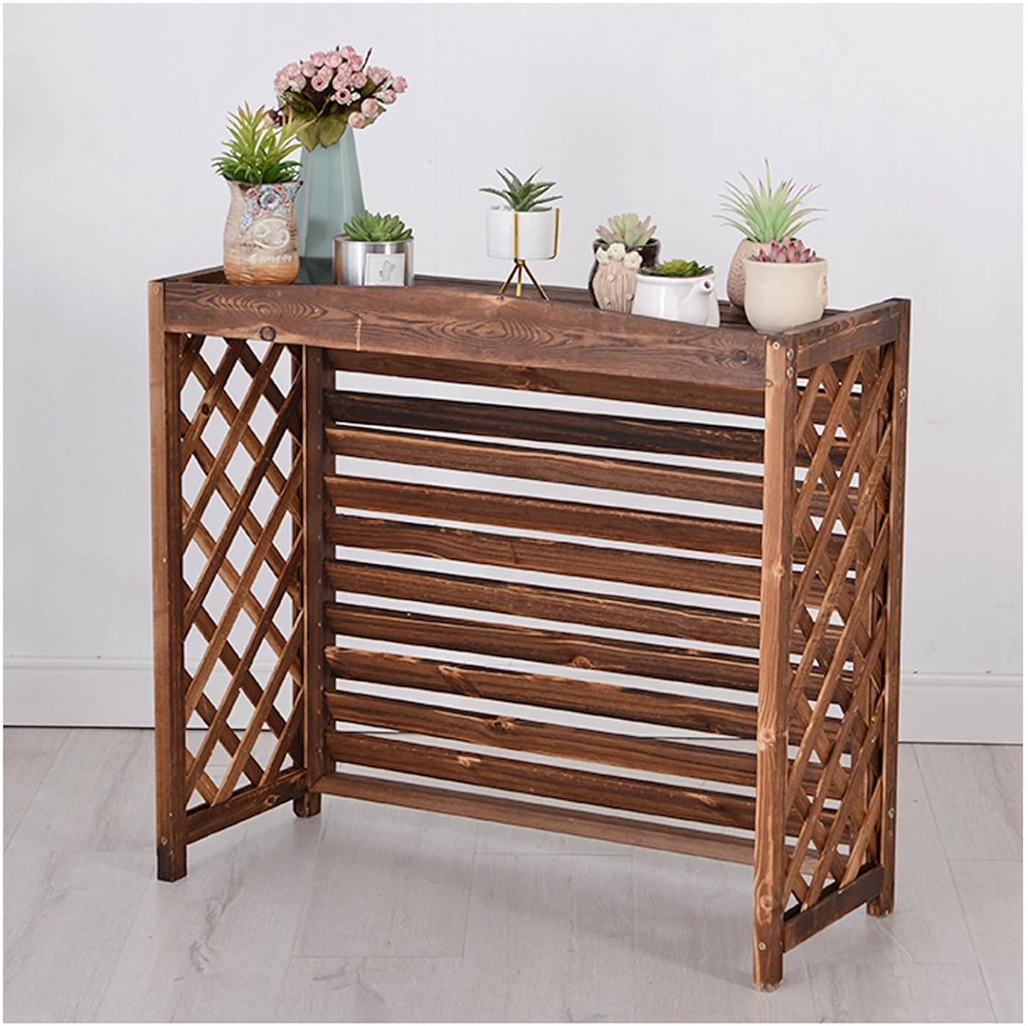 GENERIC Housse De Protection Décorative Imperméable Pour Climatiseur Extérieur, En Bois Massif, Anti-corrosion, Dimensions : 120 X 57 X 100 Cm (L X L X H), Housse Résistante Aux Intempéries