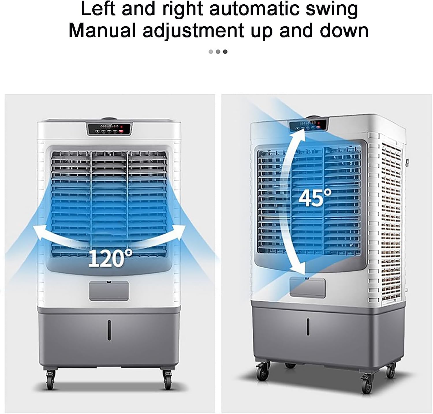 GENERIC Refroidisseur D'évaporation Portable Avec Réservoir De 55L, Oscillation à 3 Vitesses Et 120 °, Roues Faciles à Déplacer Pour Le Refroidissement De Bureau à Domicile, Flux D'air Rafraîchissant
