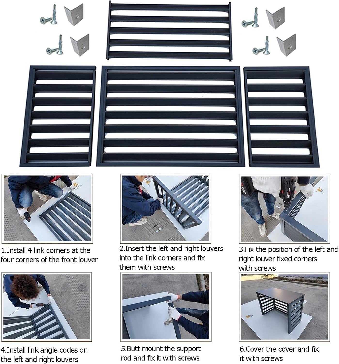 GENERIC Protection De Clôture Pour Climatiseur Extérieur – Boîtier De Protection Pour Unités De Climatisation Et Poubelles, Support Polyvalent Pour Plantes, Gris (110 X 60 X 80 Cm)