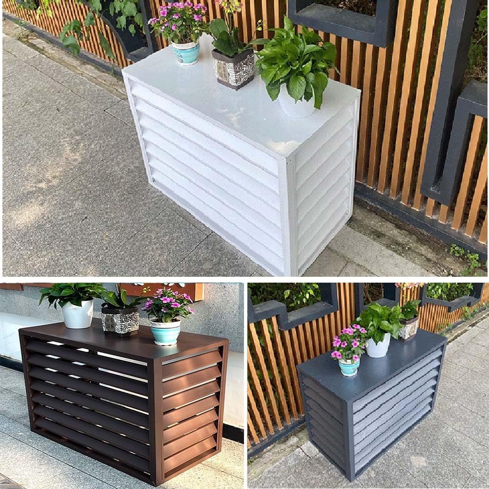 GENERIC Housse De Protection Pour Climatiseur Extérieur, En Aluminium, 110 X 60 X 80 Cm Avec Garde-corps Incliné, Résistante Aux Intempéries Et Blanche, Compatible Avec La Plupart Des Climatiseurs Standard