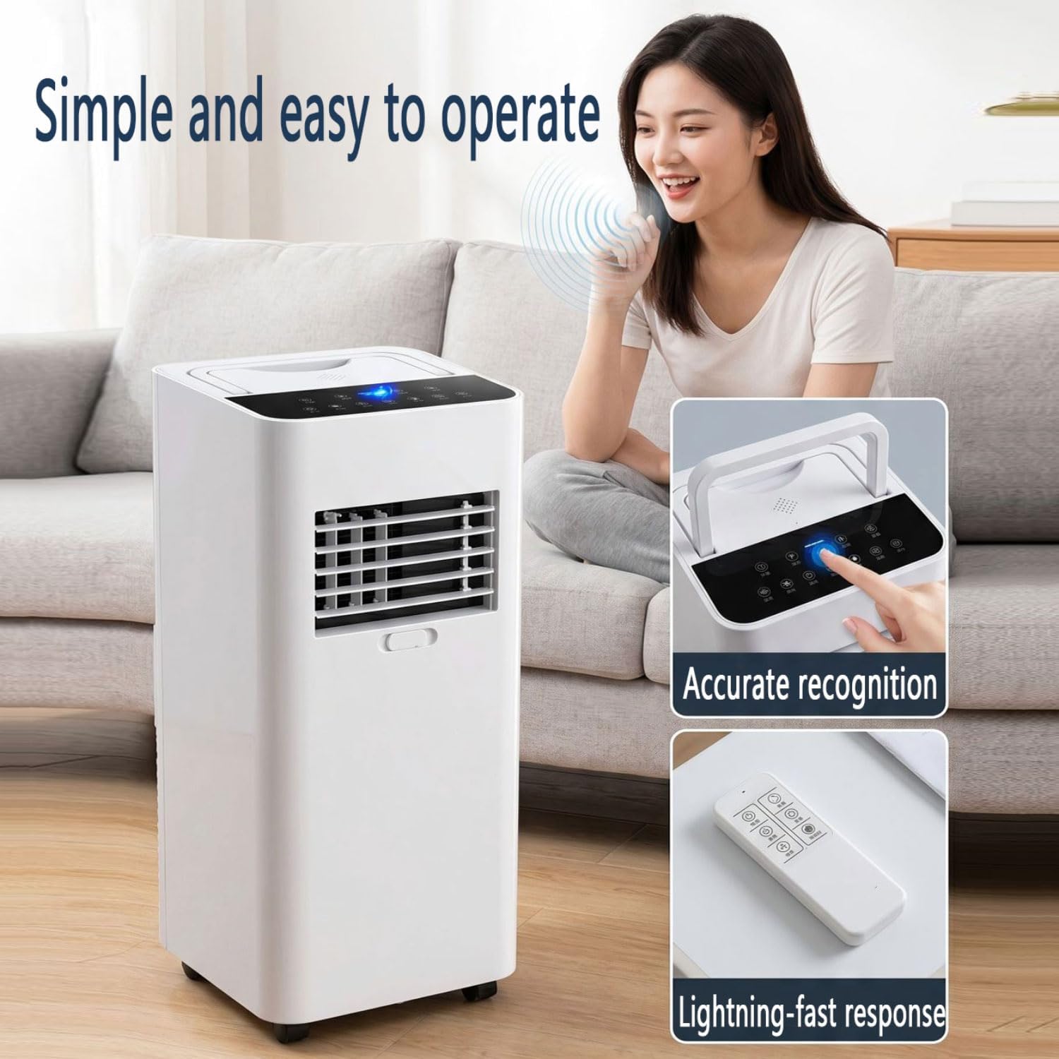  Unité De Courant Alternatif Portable 7000 BTU Pour 300 Pieds Carrés, Mode De Sommeil Ultra Silencieux Et Déshumidificateur, Roues à Mouvement Facile, Minuterie Intelligente Et Ventilateur Pour Bureau