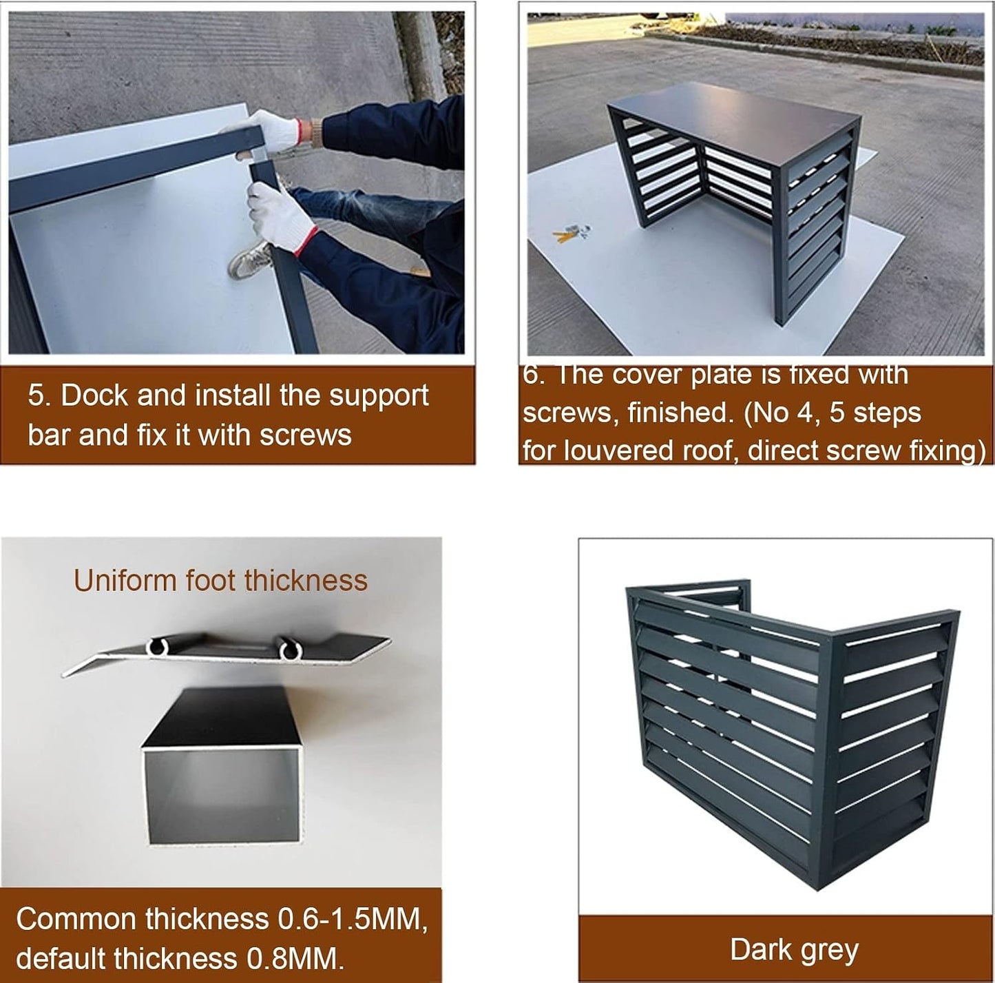 GENERIC Couvertures Robustes En Aluminium Pour Climatiseur, Couvercle De Condensateur Central AC, Pompe à Chaleur Résistante Aux Intempéries Et Protection D'unité AC, Bouclier CVC Extérieur, Design Résistant