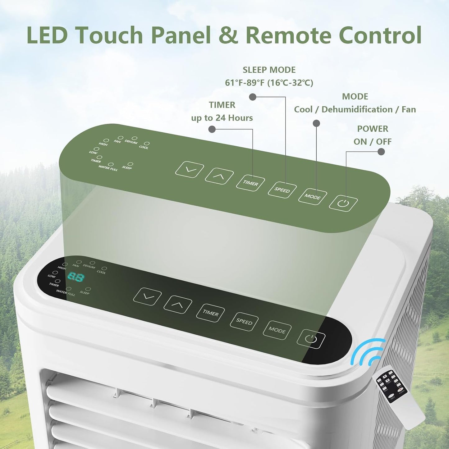  Climatiseurs Portables 10000 BTU - Cools 450 Sq.Ft Rooms, 3 En 1 AC Avec Déshumidificateur, Minuterie Et Télécommande, Comprend Un Kit De Fenêtre
