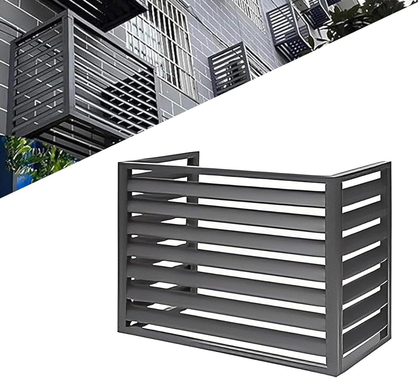  1.5P Climatiseur Mural Aluminium Composite Caisson Anti Bruit Pompe A Chaleur Support Climatiseur Exterieur Cache Clim,Étanche À La Poussière Et À L'eau Pour Intérieur Extérieur Support