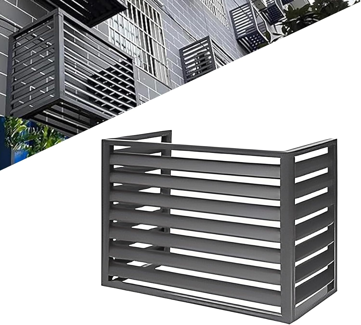  1.5P Climatiseur Mural Aluminium Composite Caisson Anti Bruit Pompe A Chaleur Support Climatiseur Exterieur Cache Clim,Étanche À La Poussière Et À L'eau Pour Intérieur Extérieur Support
