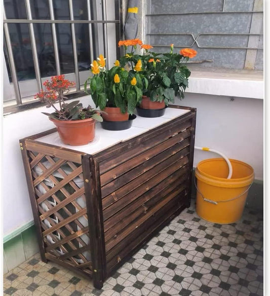  Clôture De Confidentialité Pour Climatiseur Extérieur, Protection Pour Pompes à Chaleur En Bois De Jardin, Support De Fleurs En Bois Massif Résistant Aux Intempéries, Ins