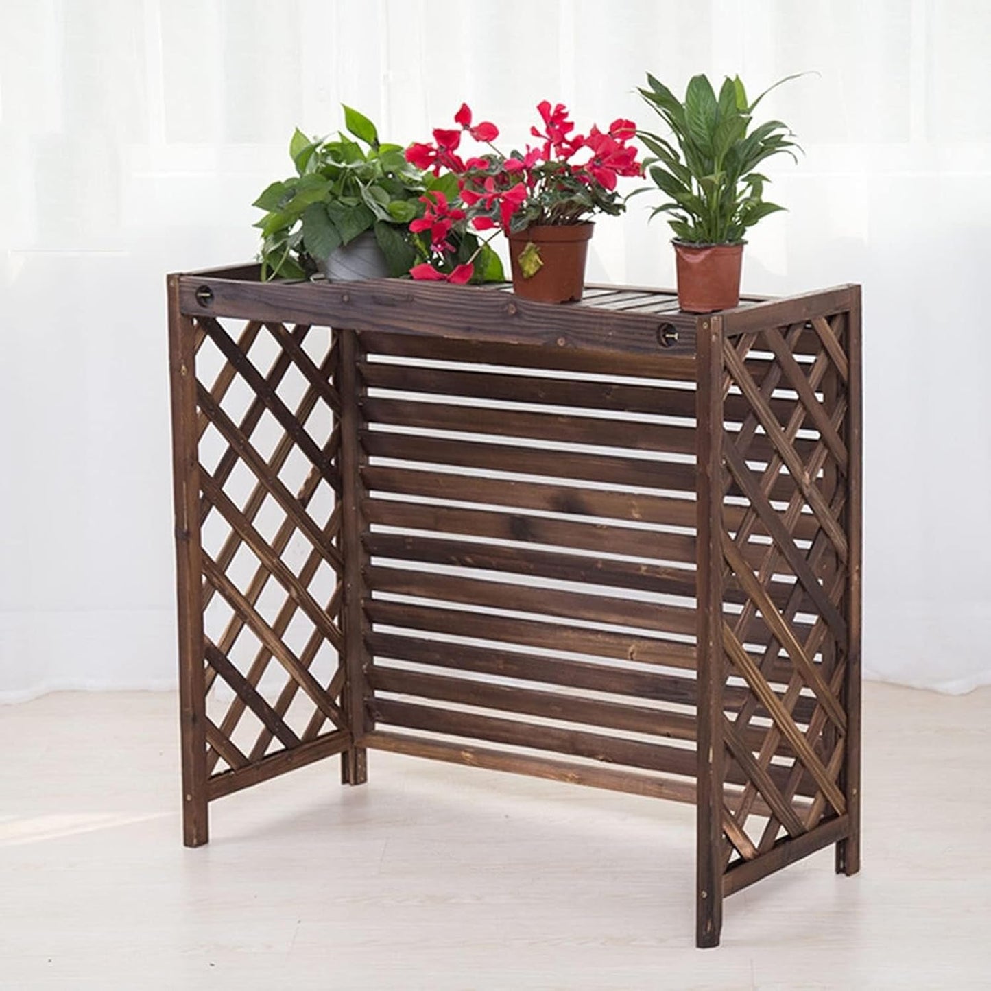 Filet De Protection Pour Climatiseur De Fenêtre, Housse De Protection Pour Unité De Condensation, Séparateur En Bois, Coque De Poubelle, Support De Climatiseur Caché, Jardin