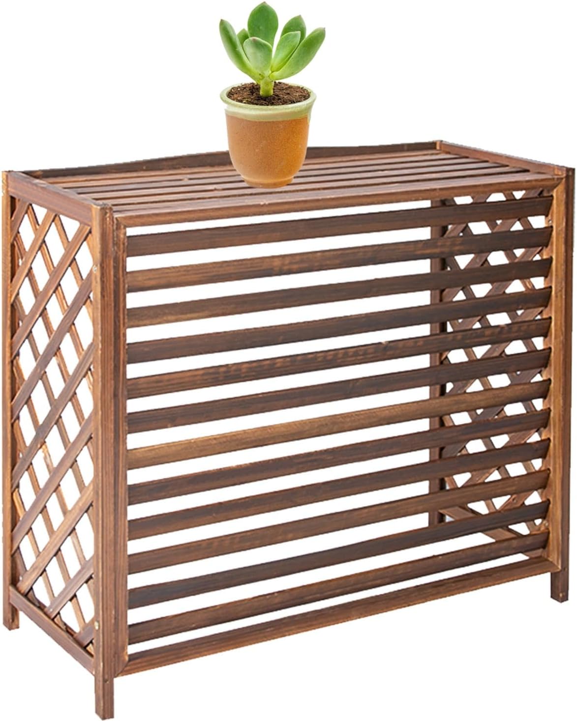 GENERIC Housse En Bois Massif Pour Climatiseur Et Pompe à Chaleur – Anti-corrosion – Solution élégante De Rangement Pour Plantes