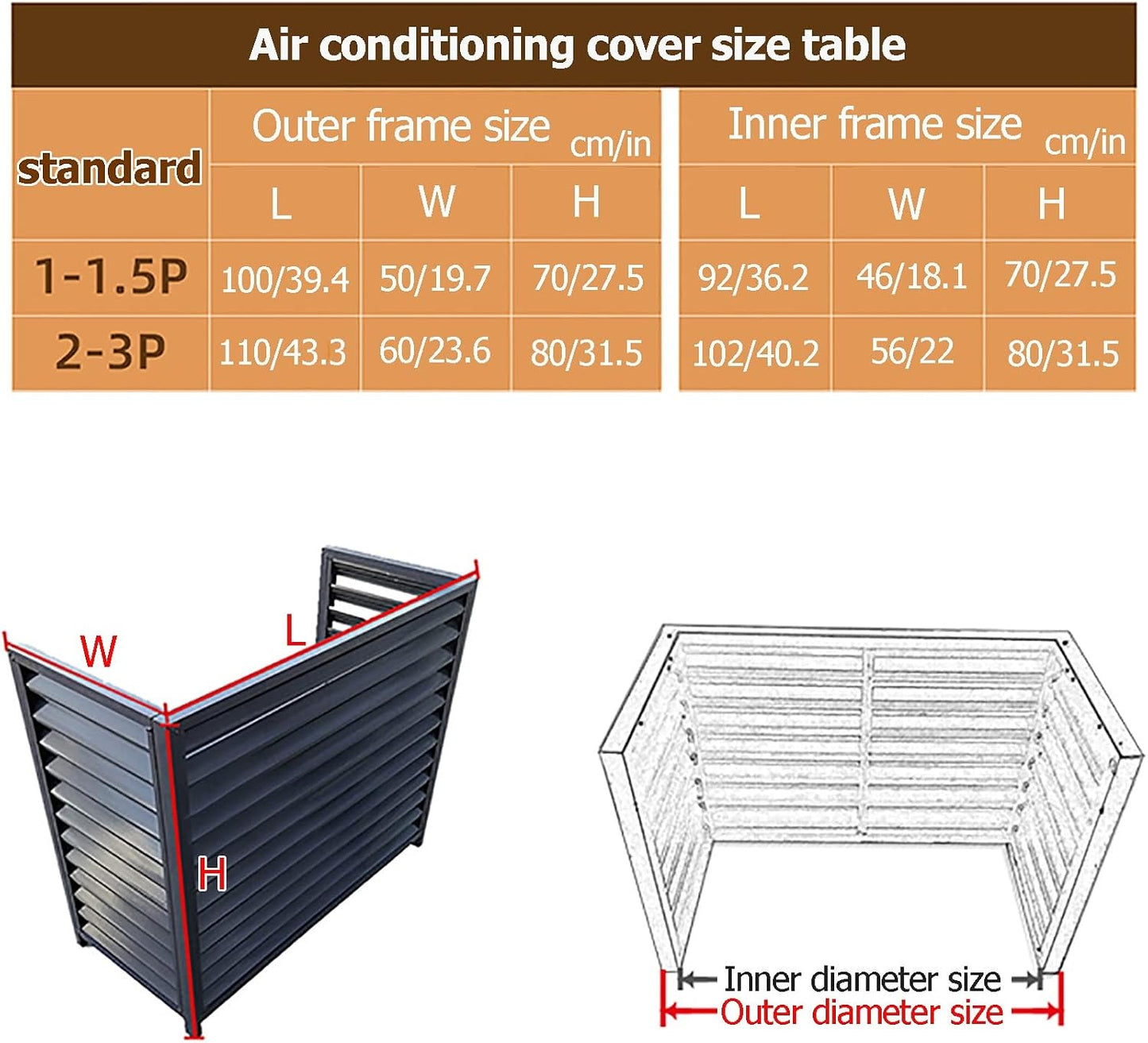  Couvercle De Climatiseur Extérieur En Aluminium Et Boîtier De Pompe à Chaleur, écran De Clôture De Protection Pour Condensateurs, Couvercle Autonome Pour Ordures Et Climatisation, Design Résistant Aux