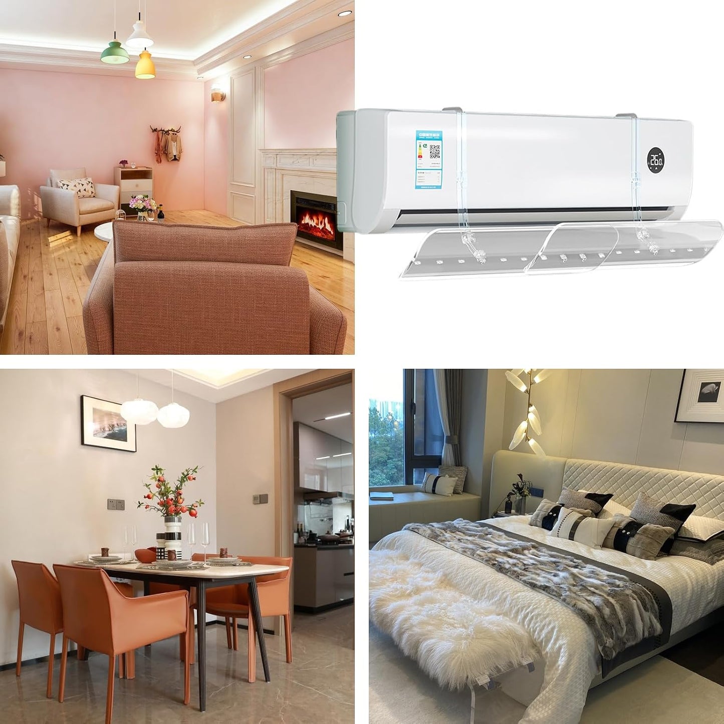  Déflecteur Climatisation Réglable Deflecteur Climatiseur Coupe-Vent, Écran Pour Unité De Climatisation,Guide D'Air Escamotable Transparent Soufflage Anti-Direct, Pour Maison/Bureau Âgés, Néonats