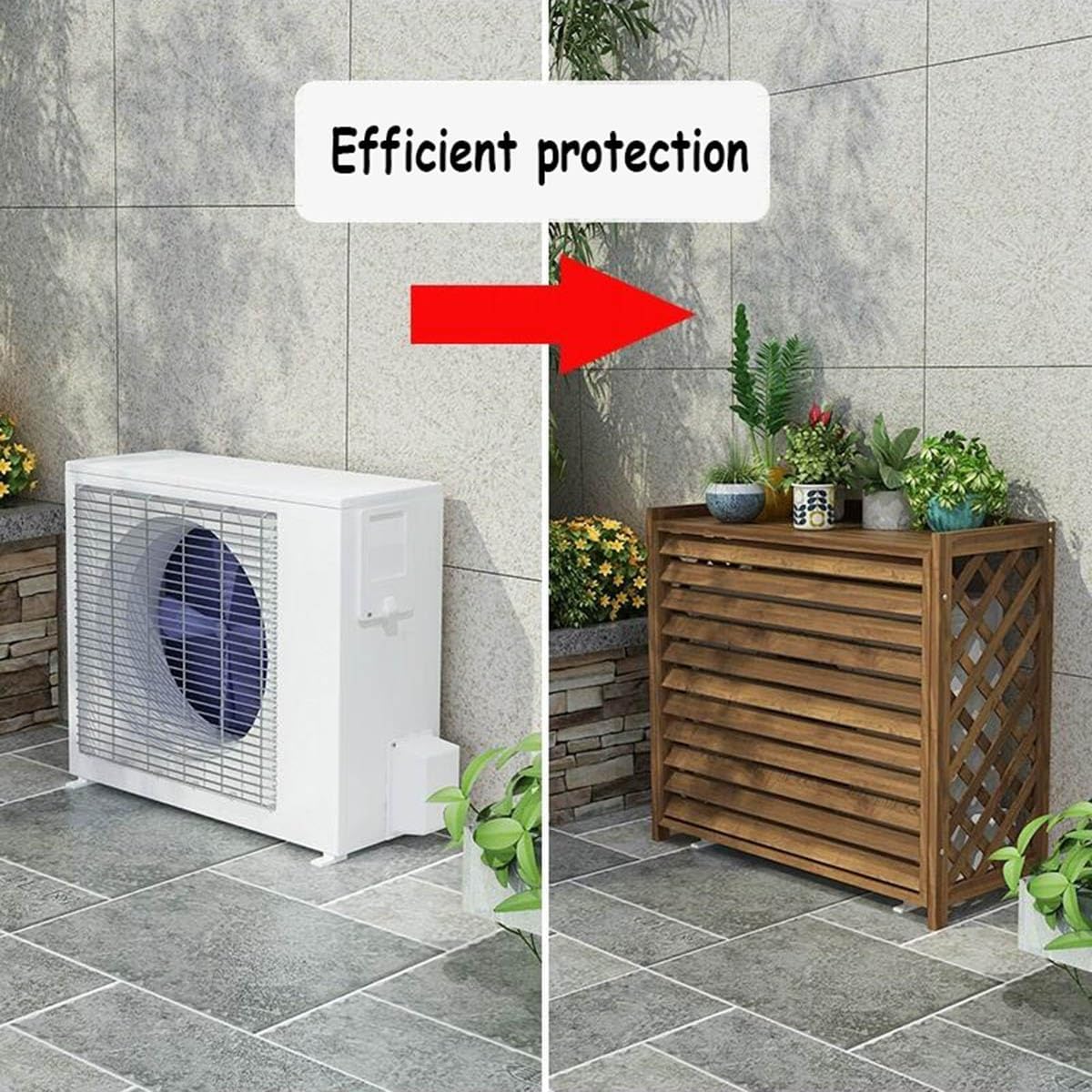  Housse De Protection Pour Climatiseur Extérieur – Support Marron Résistant Aux Intempéries Et Volet De Clôture Décoratif Pour Unités AC – Taille M – Protection élégante Et Durable