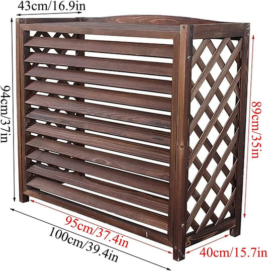 GENERIC Housse De Protection En Bois Pour Climatiseur D'extérieur – Support Robuste En Bois Massif Pour Unités De Climatisation Et Pompes à Chaleur, Grilles De Protection, Clôture Imperméable Et Support De