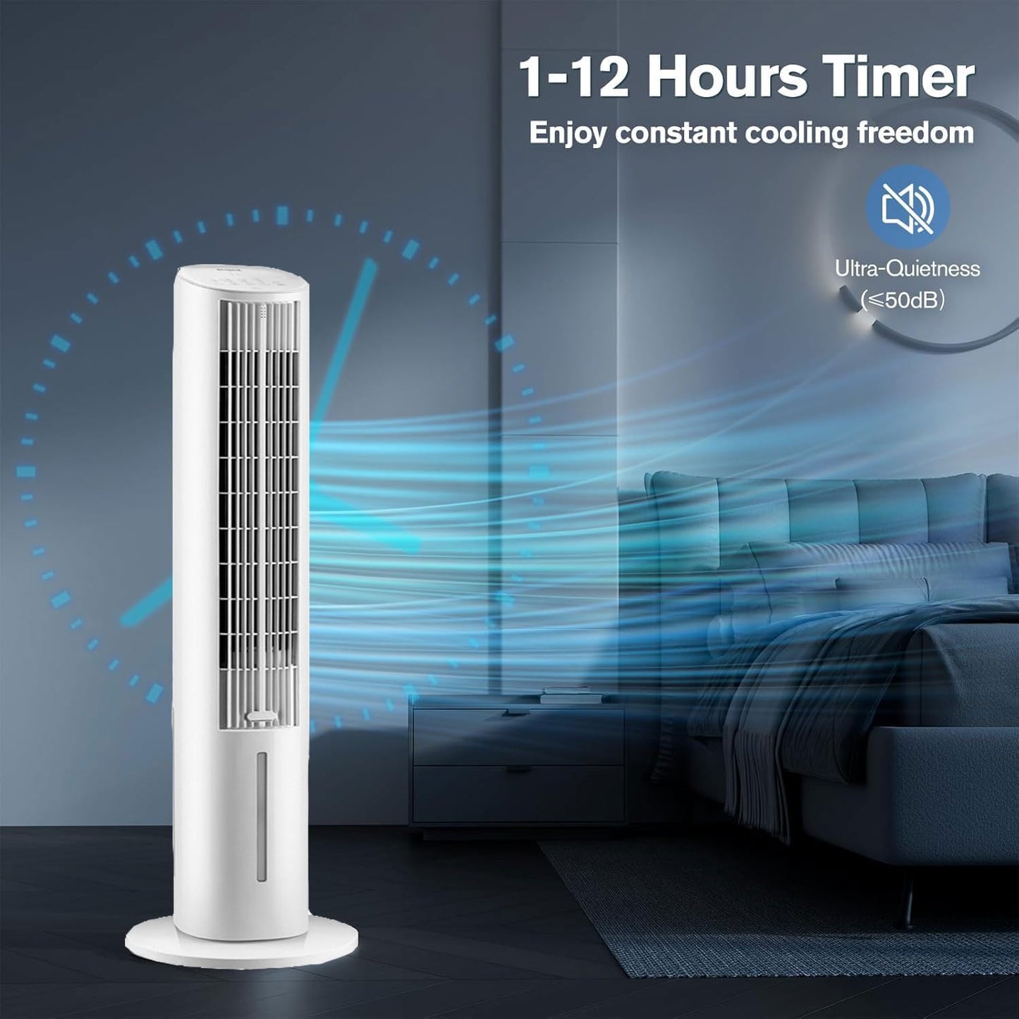 GENERIC Refroidisseur D'air évaporatif De 4L Avec Télécommande, Ventilateur De Tour De Refroidissement 3 En 1.Unité De Climatisation Portable 65W.70° Oscillant, Calme Pour Chambre, Bureau.Épargnant D'énergie