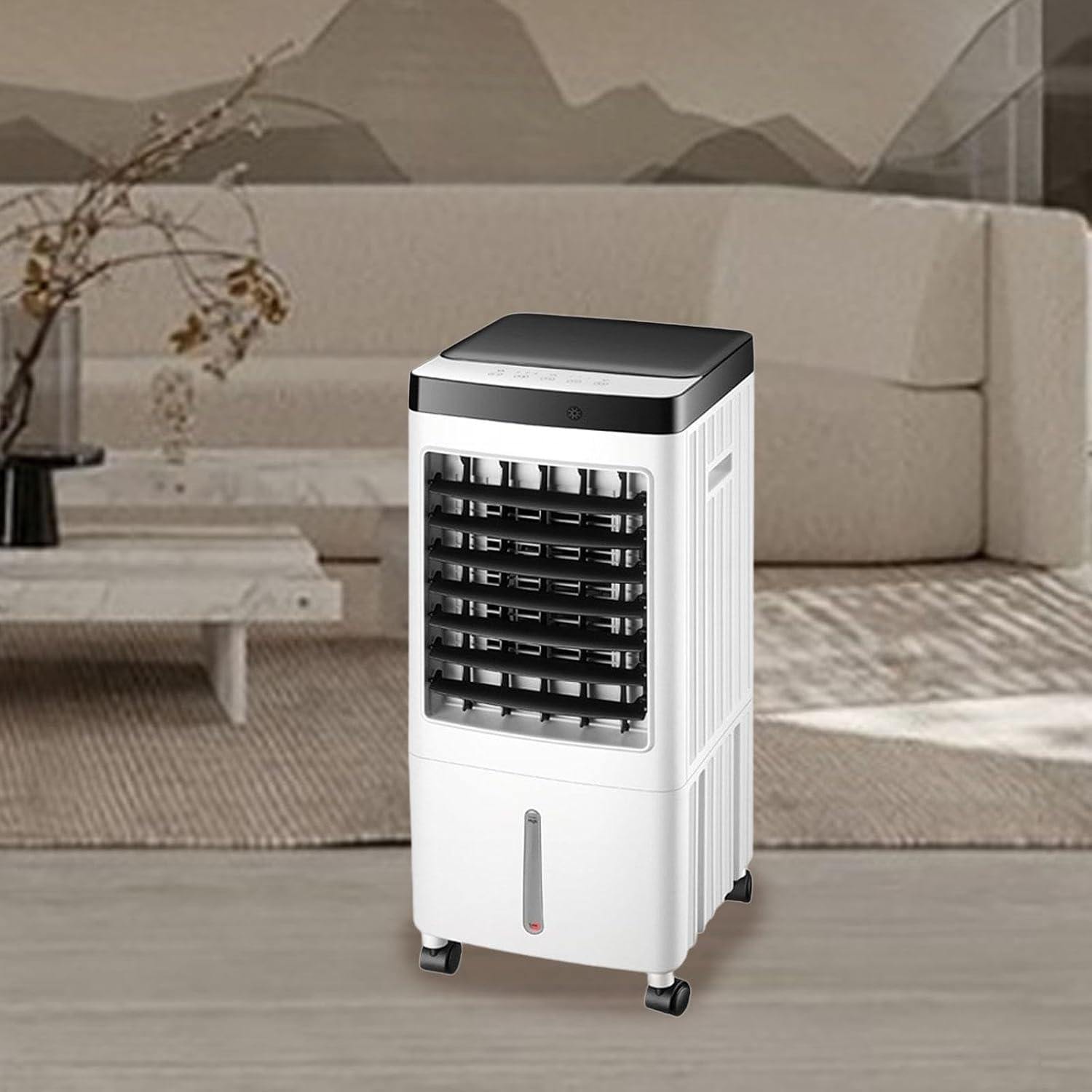 GENERIC Ventilateur De Refroidisseur D'air Portable Avec Humidificateur, Télécommande De Minière 7H, Refroidisseur évaporatif Silencieux à 3 Vitesses Pour Le Bureau à Domicile, Conception Compacte De Roues à
