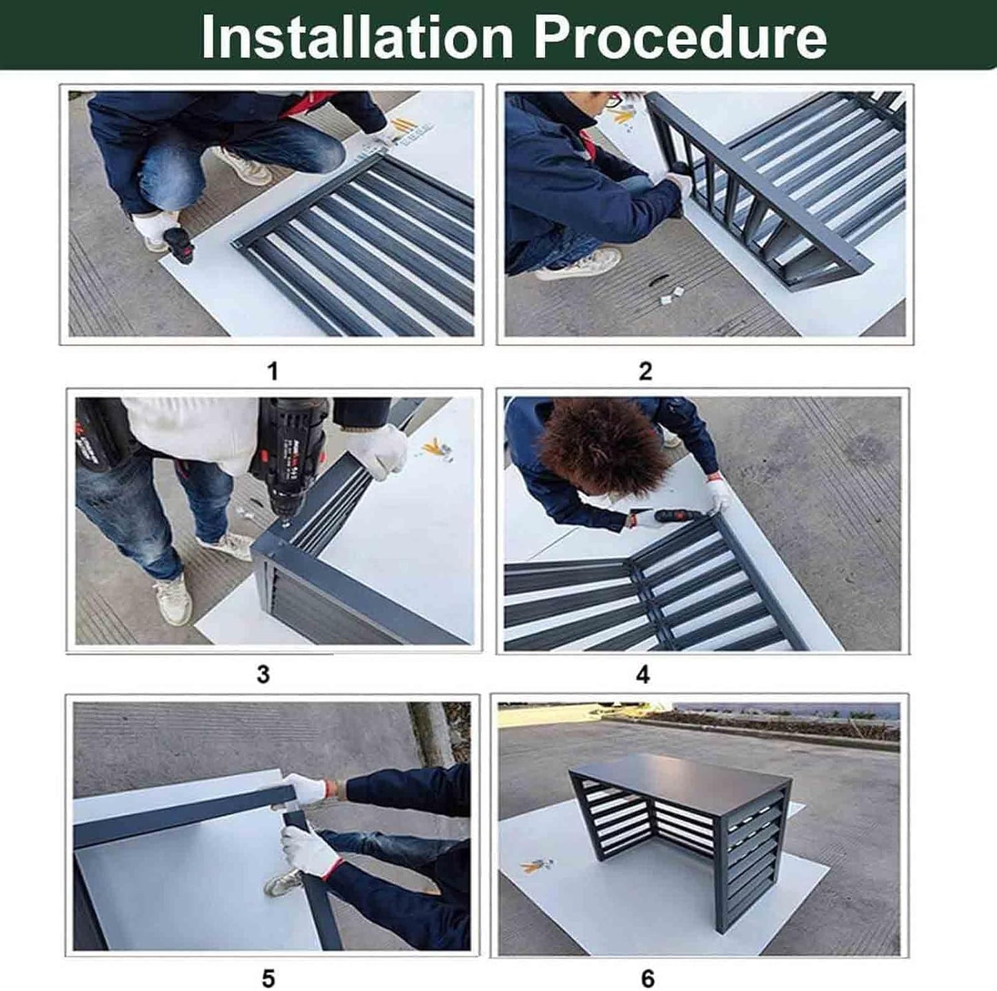  Housse De Climatiseur Extérieur, Abri De Pompe à Chaleur En Aluminium Résistant Aux Intempéries, Décoratif, Housse De Climatisation Réduisant Le Bruit, Protection Extérieure Pour Unités CVC