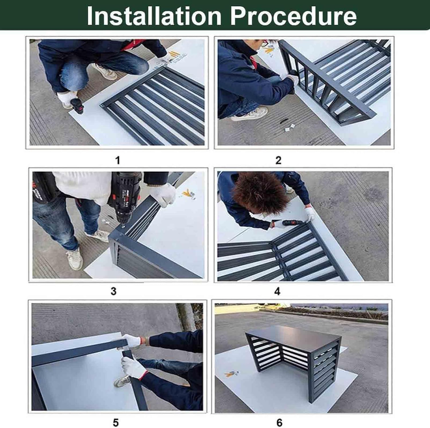  Housse De Protection Pour Climatiseur Extérieur – Couvercle De Pompe à Chaleur En Aluminium Résistant Aux Intempéries – Barrière Décorative D'intimité – Boîte De Protection Anti-bruit Pour
