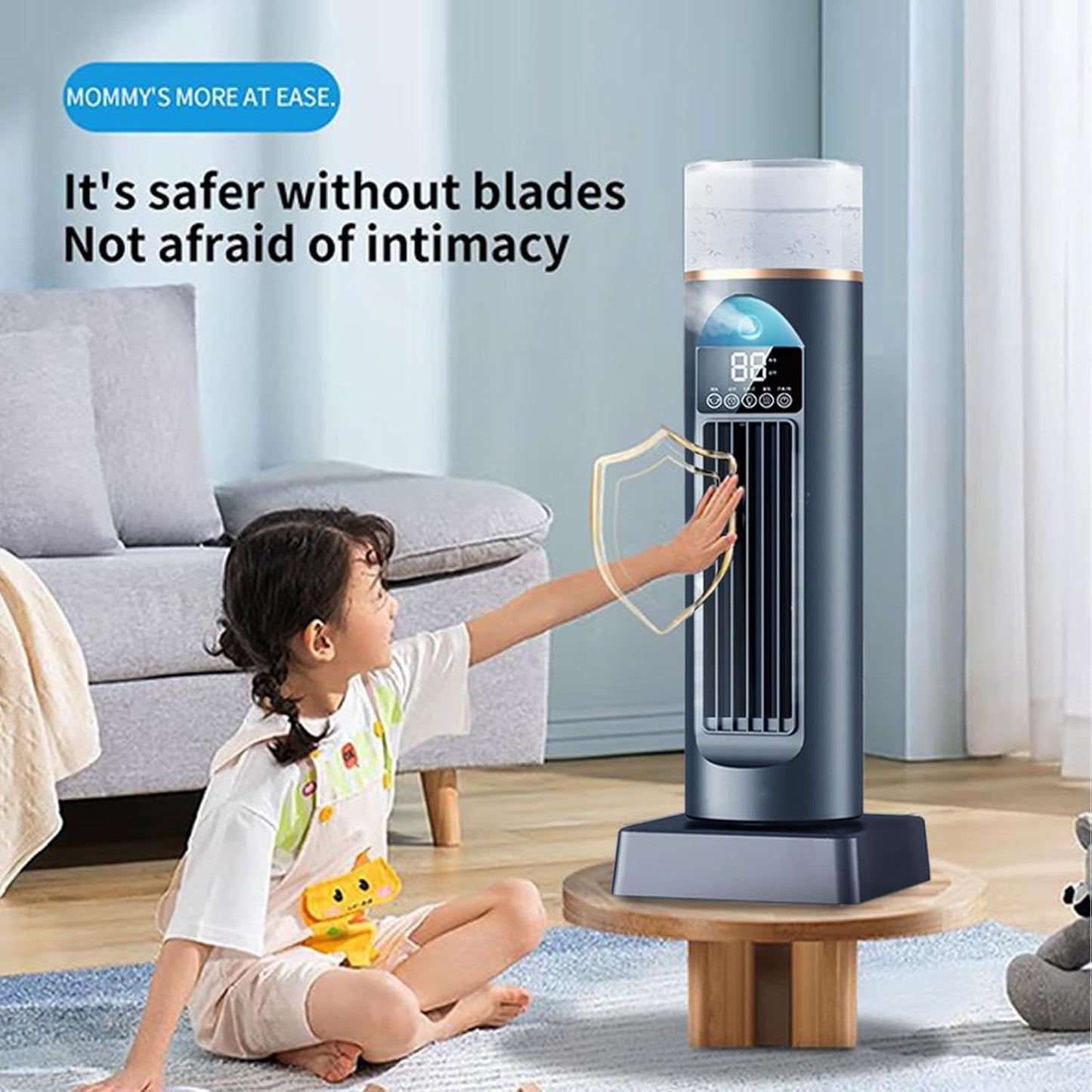 GENERIC Ventilateur De Climatisation Pour Chambre à Coucher | Refroidisseur Oscillant Silencieux à 6 Vitesses Avec Télécommande Et Réservoir D'eau, Minuterie De 6 Heures Pour La Maison, Le Bureau, Le