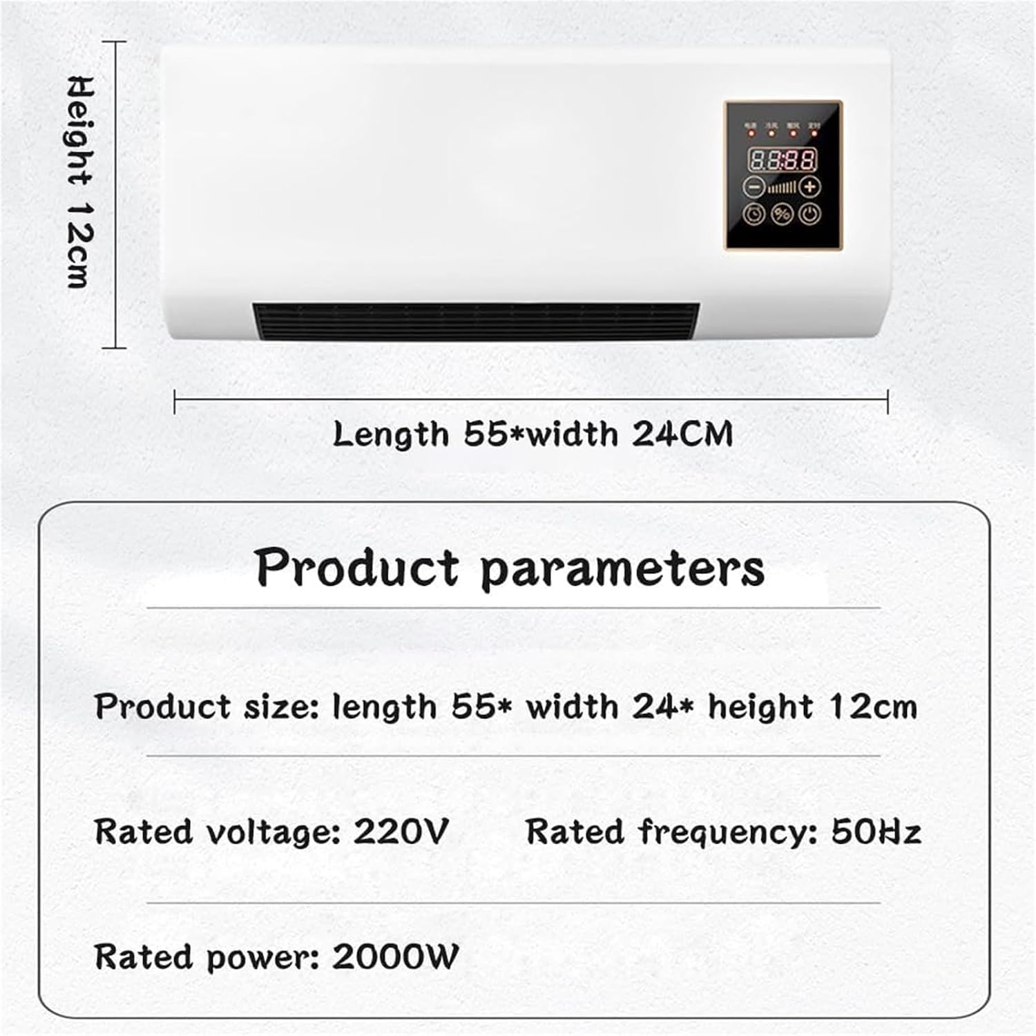  Ventilateur Mural Compact Avec Télécommande, Unité Portable Pour Bureau De Chambre, Chauffage De Refroidissement Silencieux, Protection Contre La Surchauffe, 30dB Faible Bruit, Smart Timer